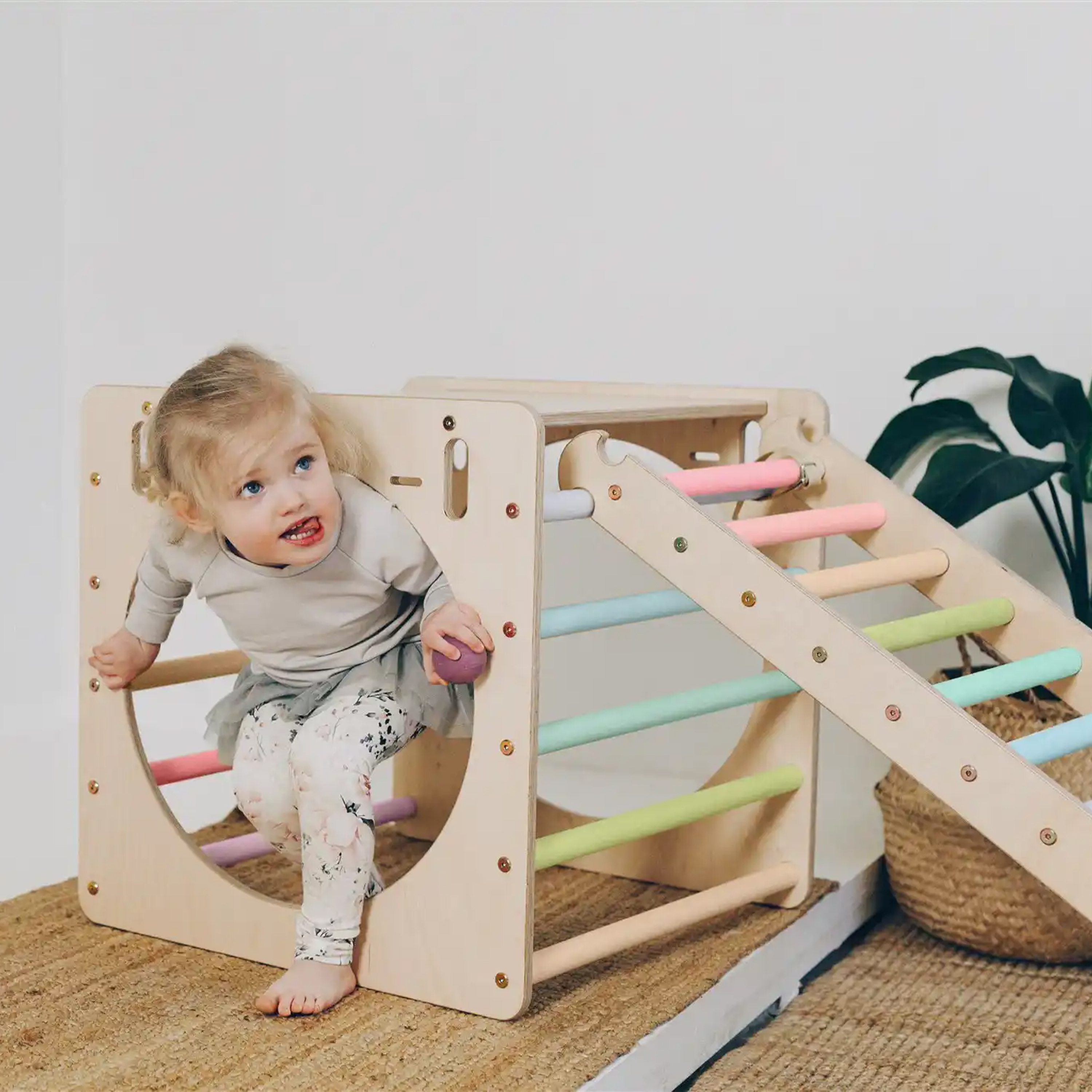 KateHaa Wooden Activity Cube with Ladder - Pastel