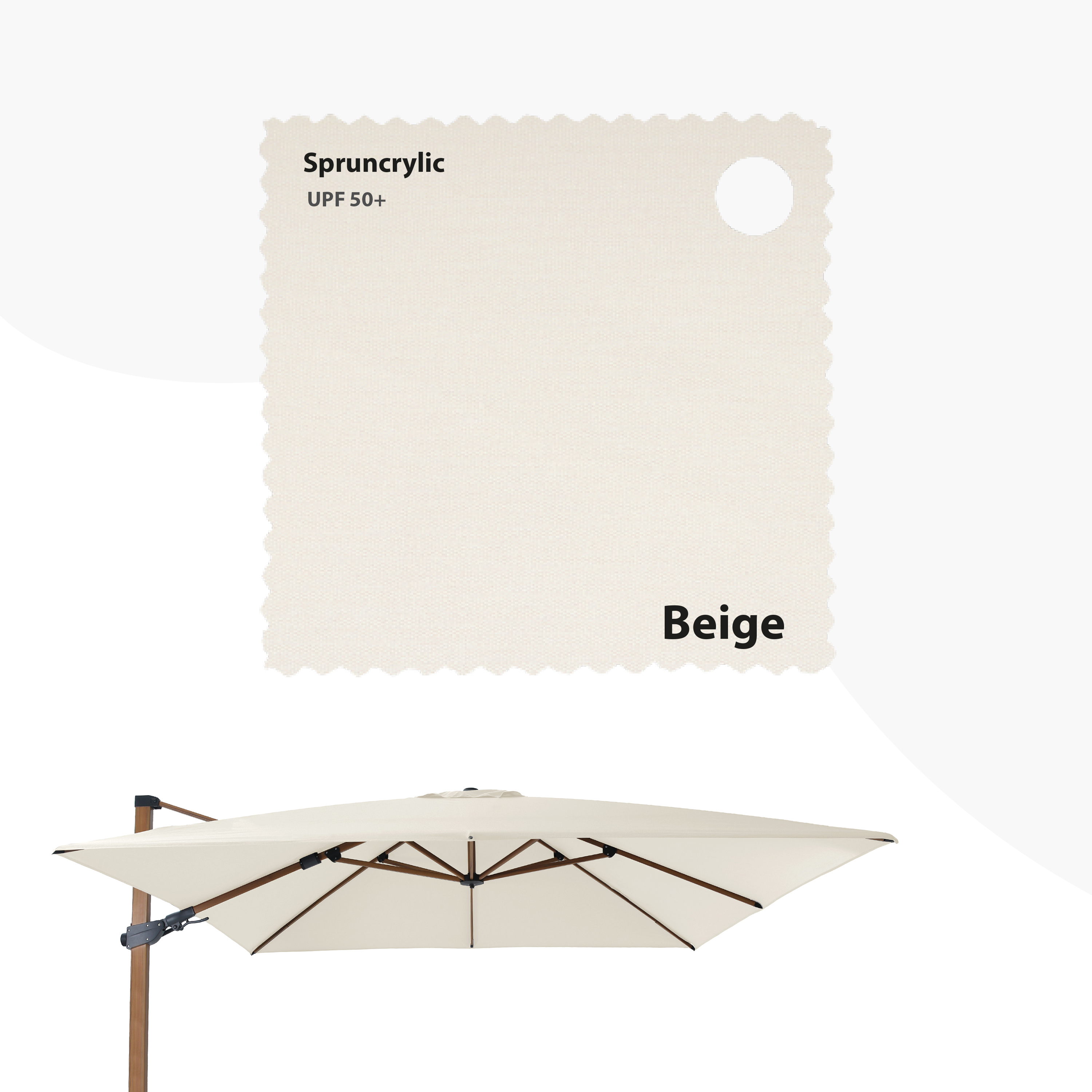 AXI Apollo Premium Cantilever Parasol 300x300cm incl. granite base with wheels Oaklook/Beige – Complete set