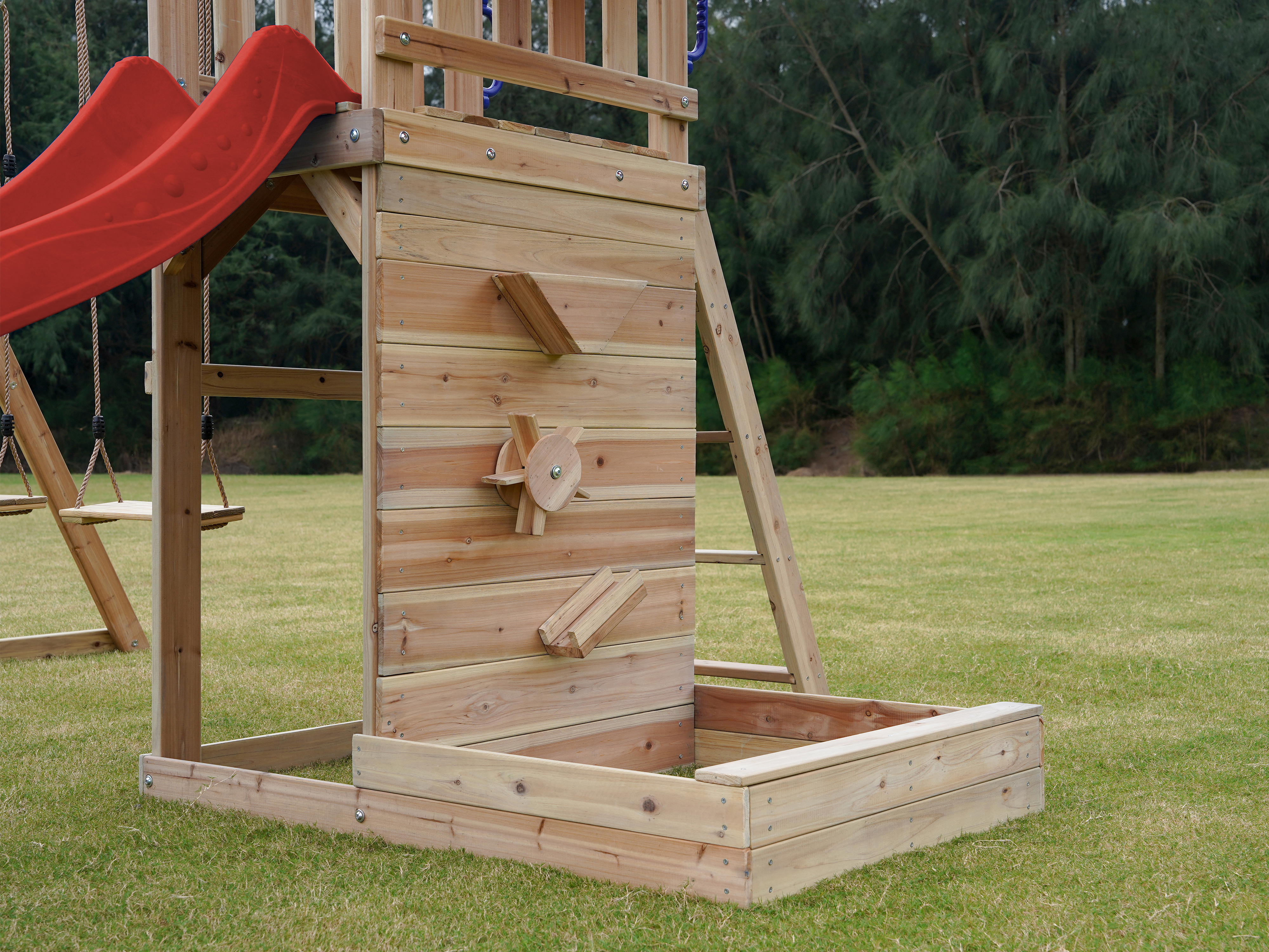 AXI Malik Climbing Frame with Double Swing Set - Red Slide