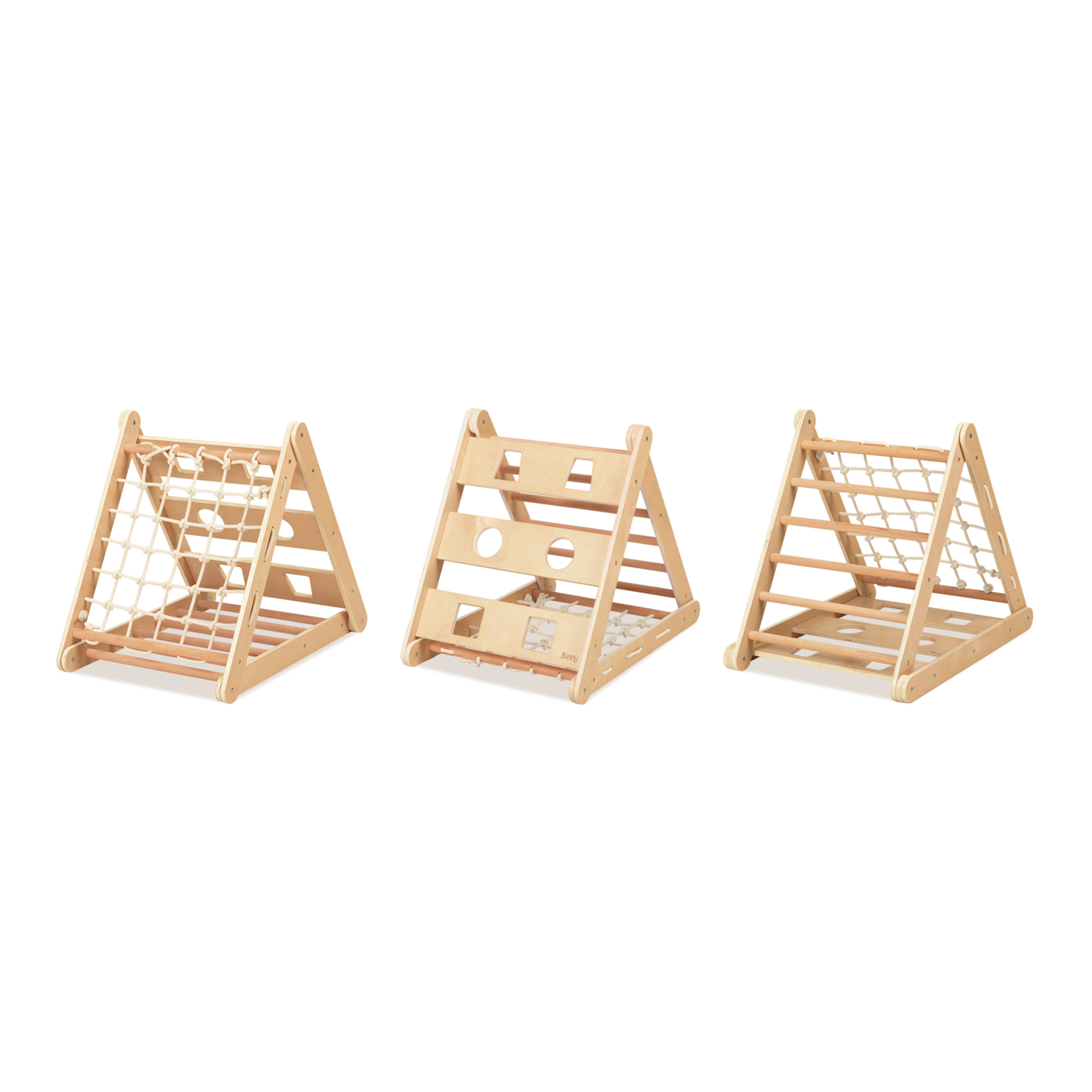 Sunny Sammie 2-in-1 Wooden Climbing Triangle with Slide - Natural