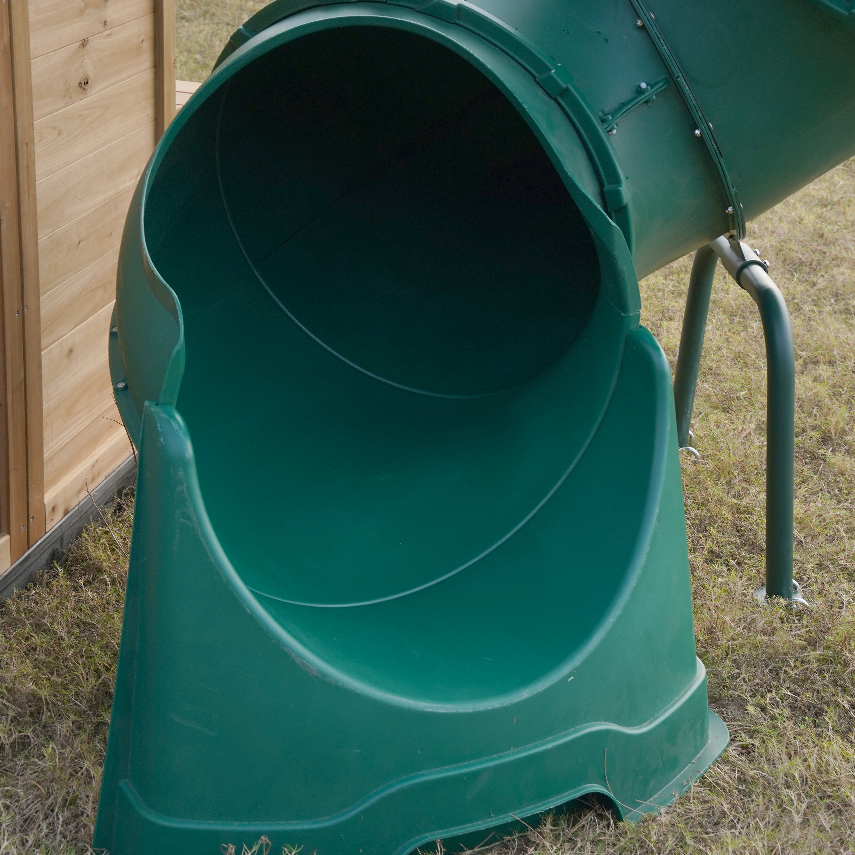 AXI Noud Climbing Frame with Playhouse, Swings, Trapeze and Climbing Wall – Lime Green Slide and Tube Slide