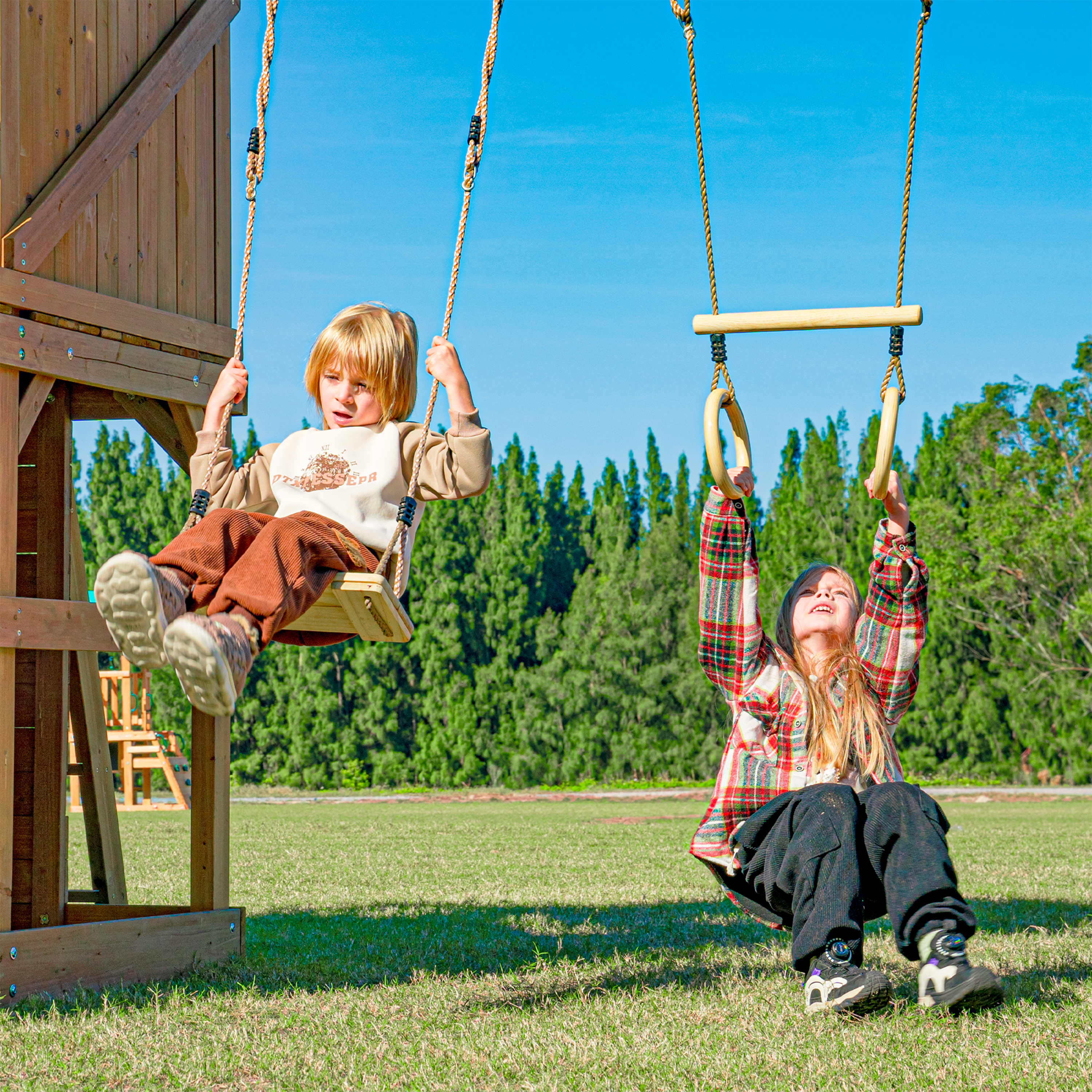 AXI Jack Climbing Frame with Double Swing and Trapeze – Lime Green Slide