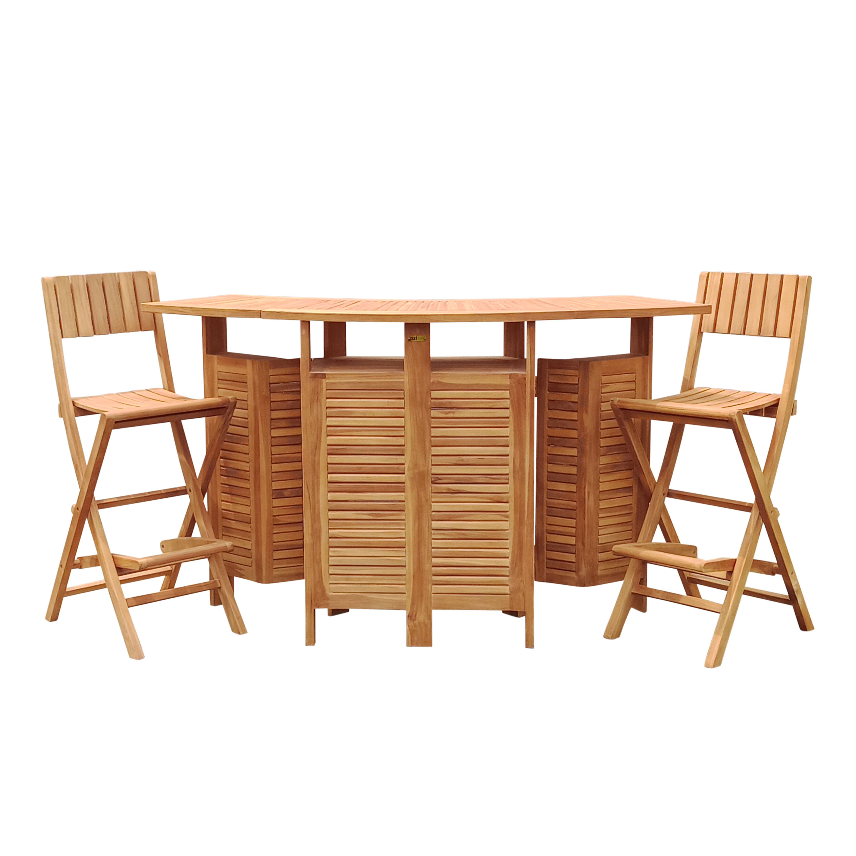 AXI Bruno Foldable Teak Bar Set with 2 bar stools