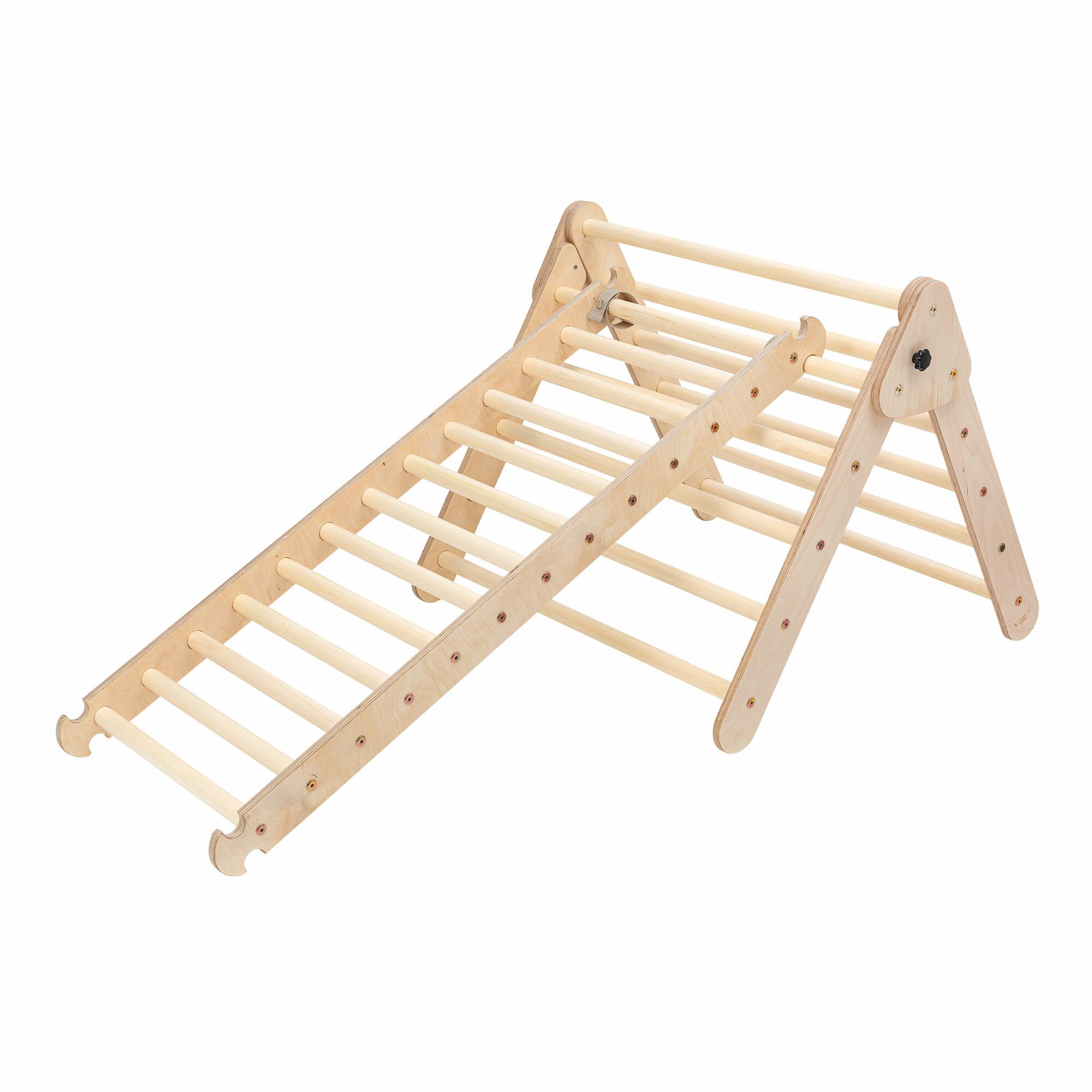 KateHaa Wooden Climbing Triangle with Ladder - Natural