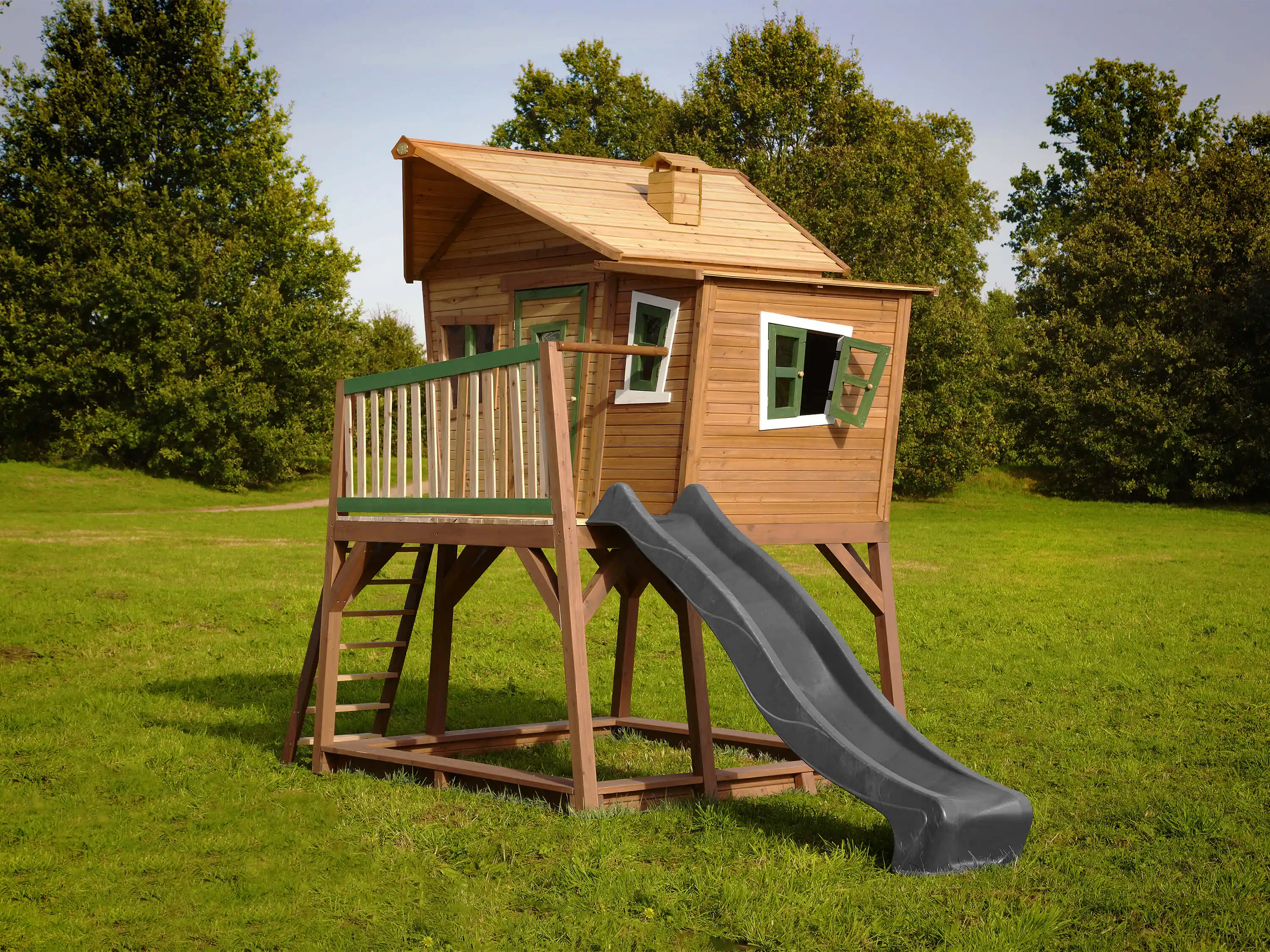 AXI Max Playhouse Brown/Green - Grey Slide