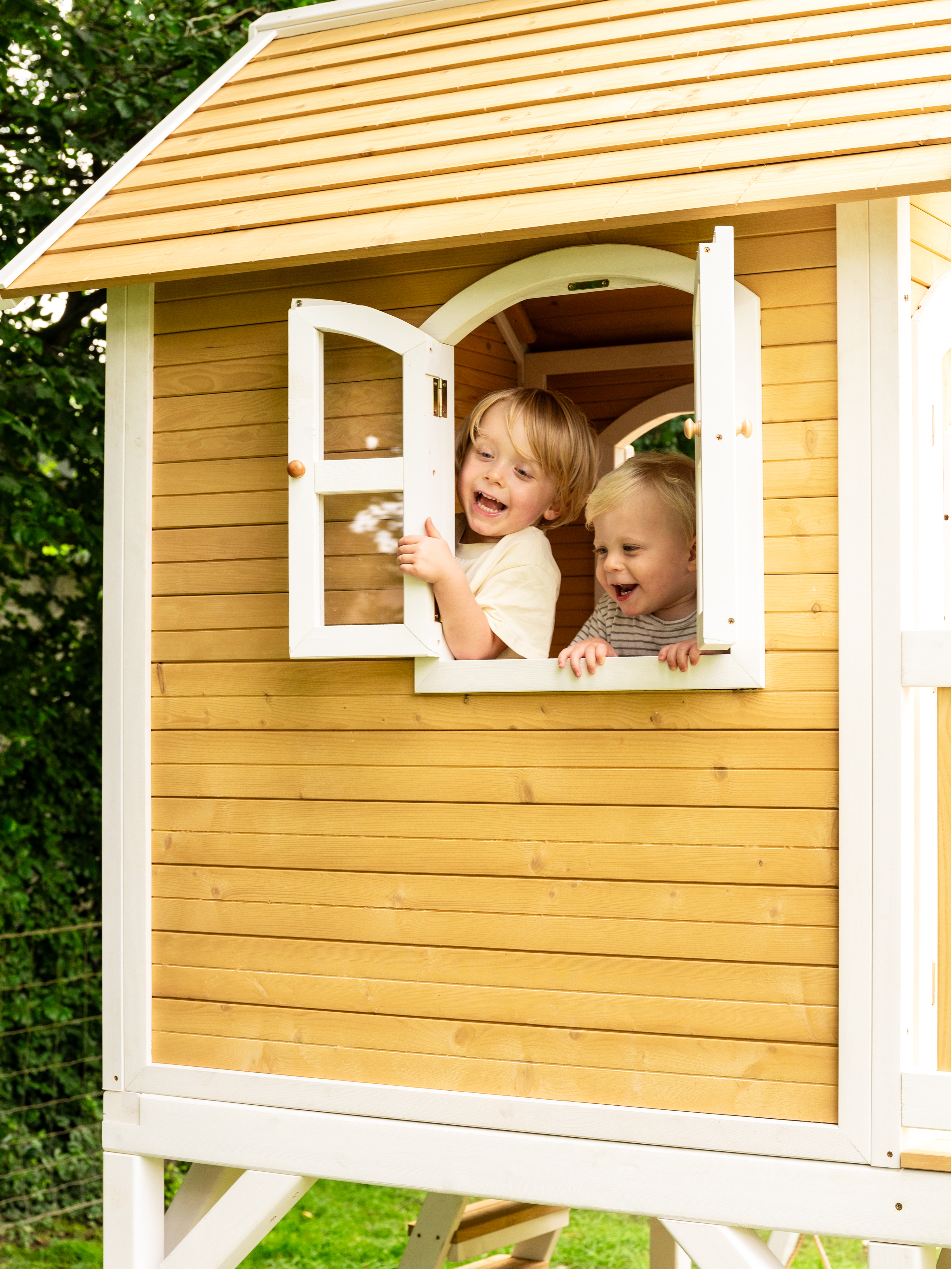 AXI Liam Playhouse with Roxy Nest Swing Set Brown/White - White Slide