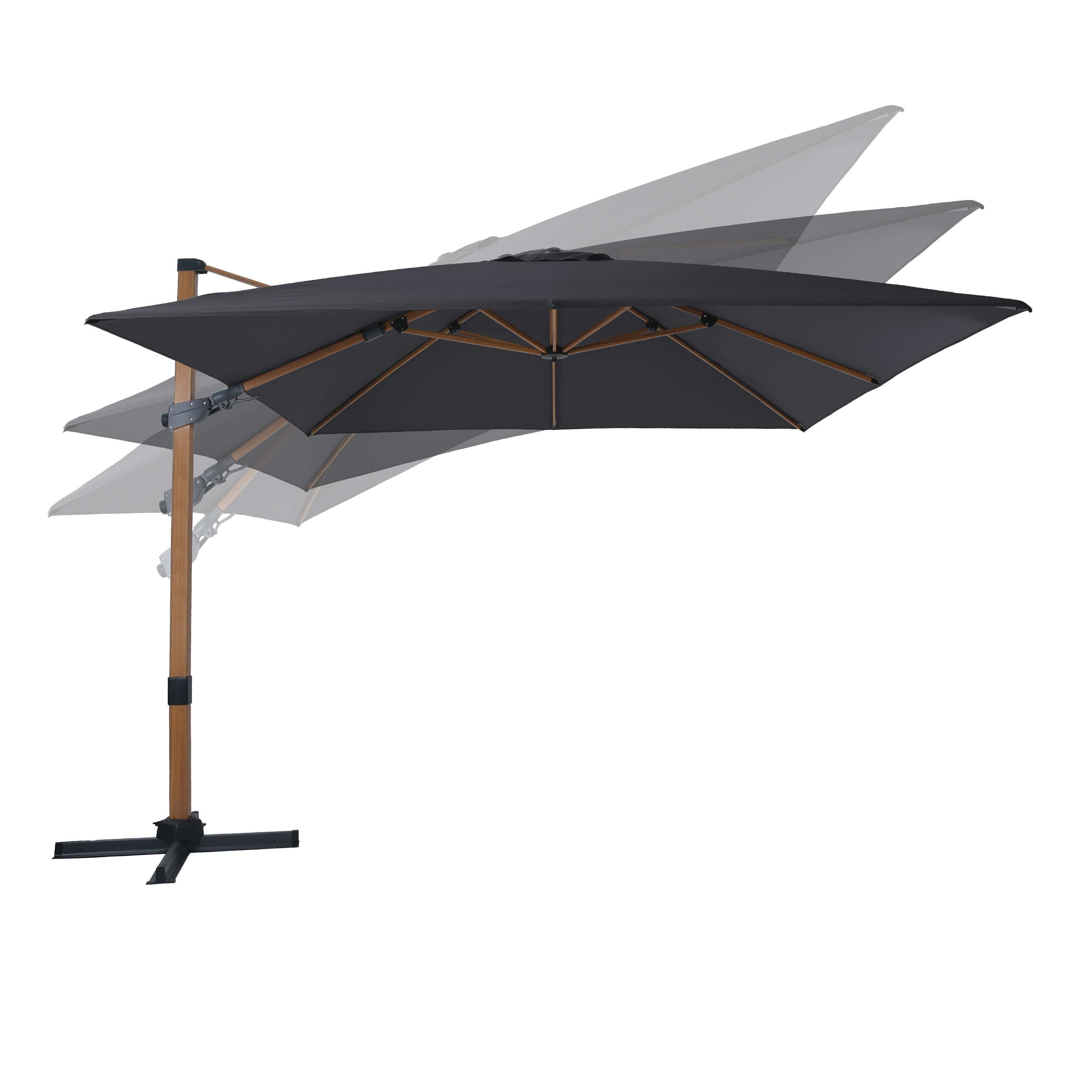 AXI Apollo Premium Cantilever Parasol 300x300cm - Wood-look/Grey