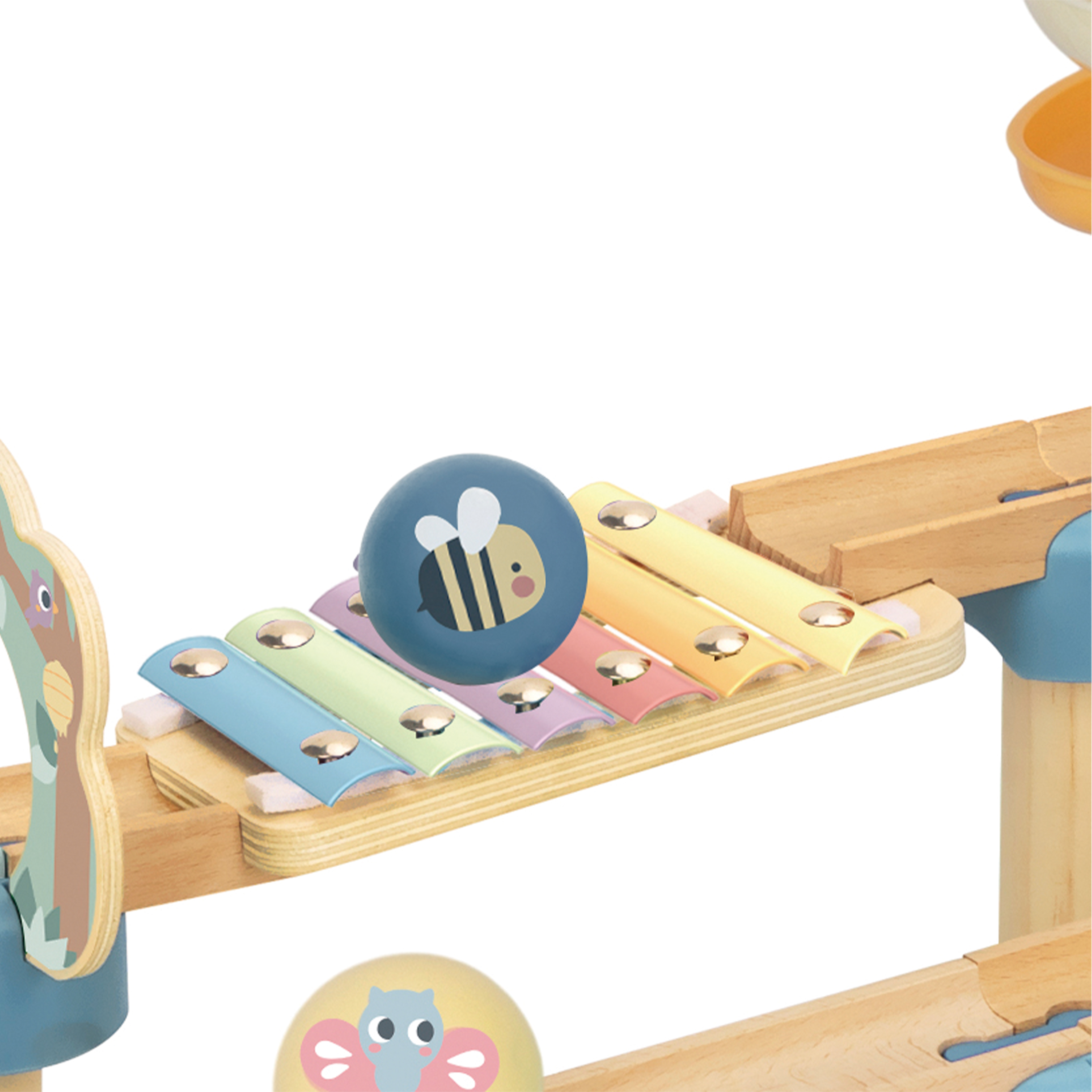 Tooky Toy Wooden Baby Marble Track - Pastel