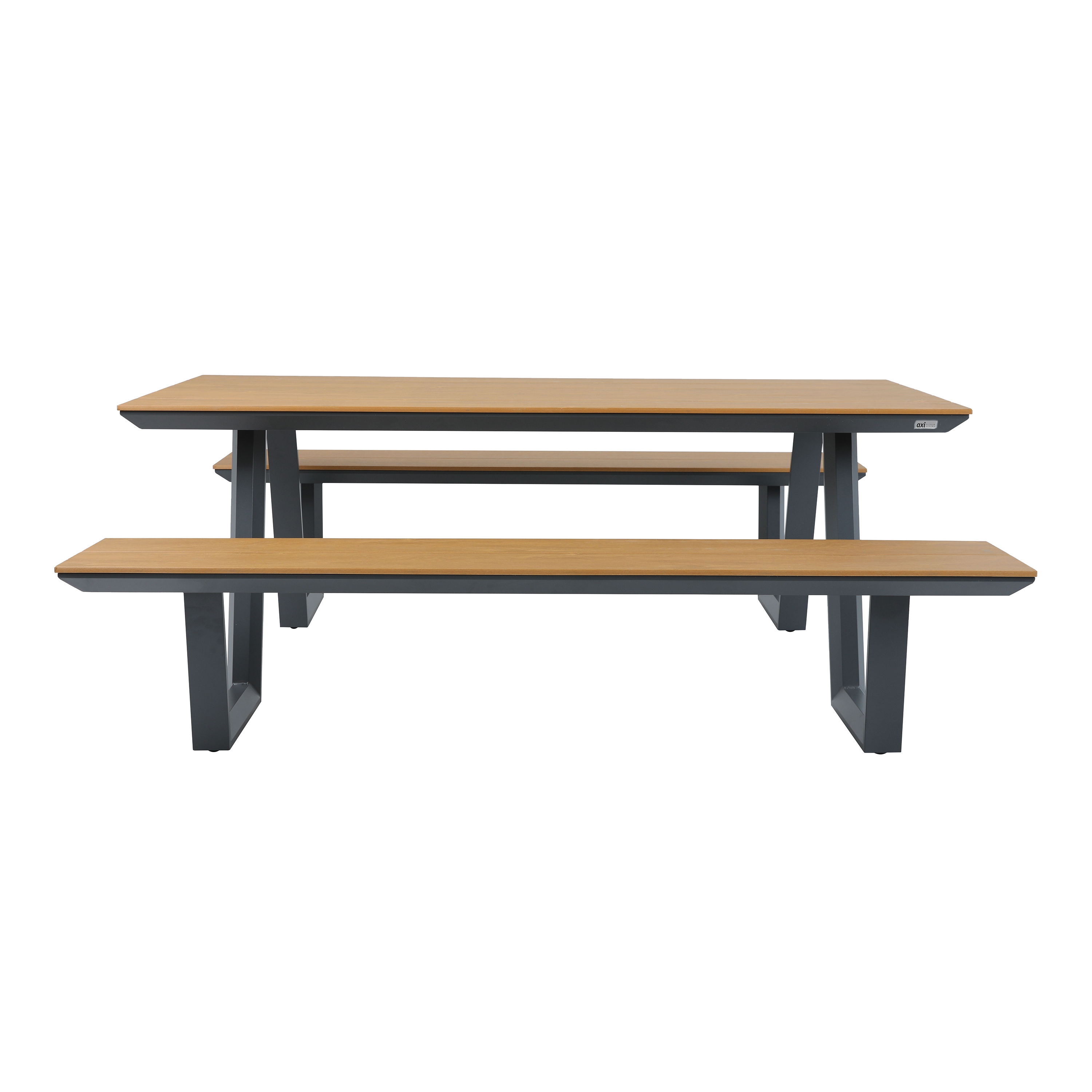 AXI Nori Picnic Table with 2 benches - Anthracite/Teak-look Polywood