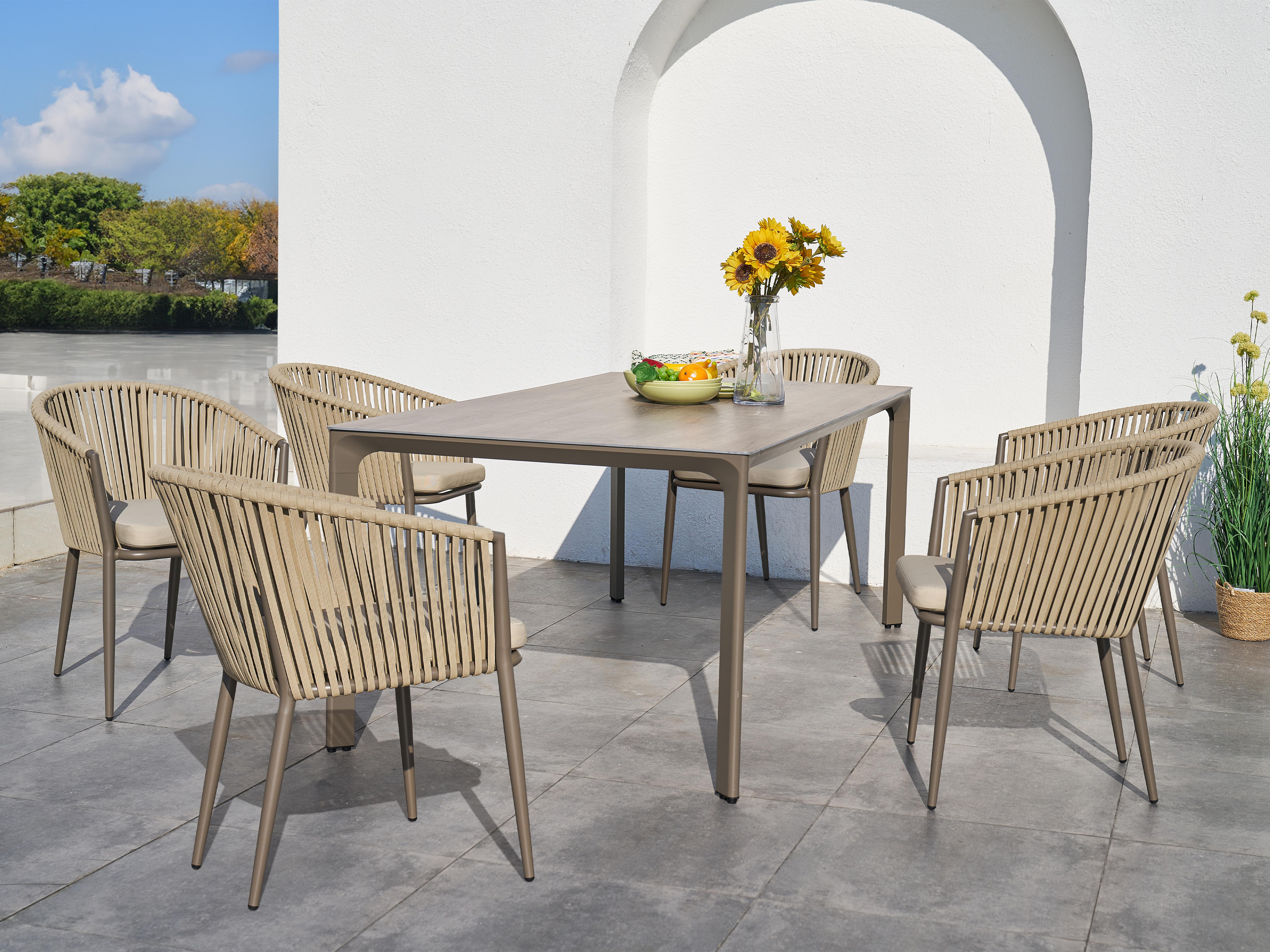 AXI Resi Garden Set with 6 Chairs Taupe with Wood-Look PSPC