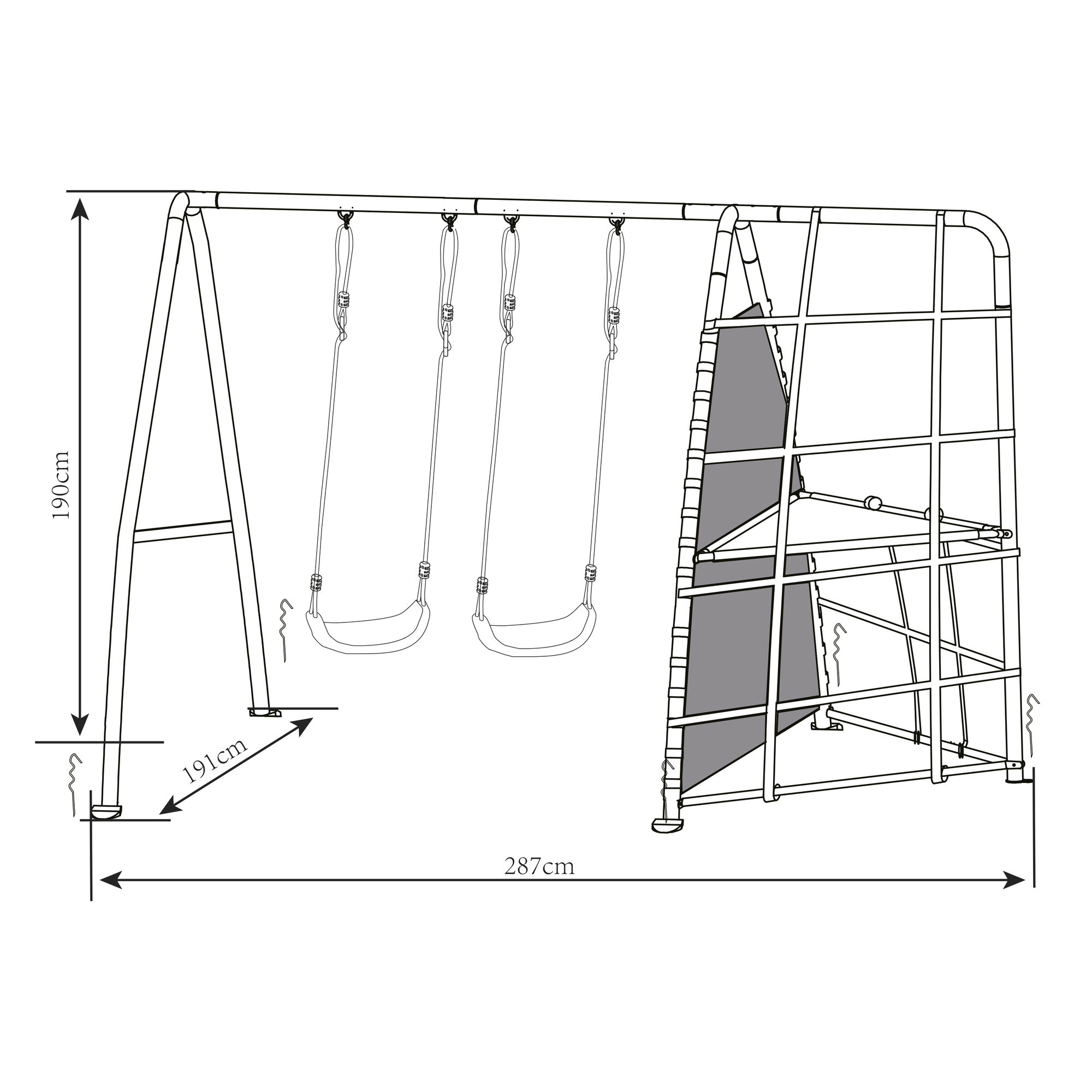 AXI Metal Climbing Frame with Double Swing Set - Anthracite/Cream