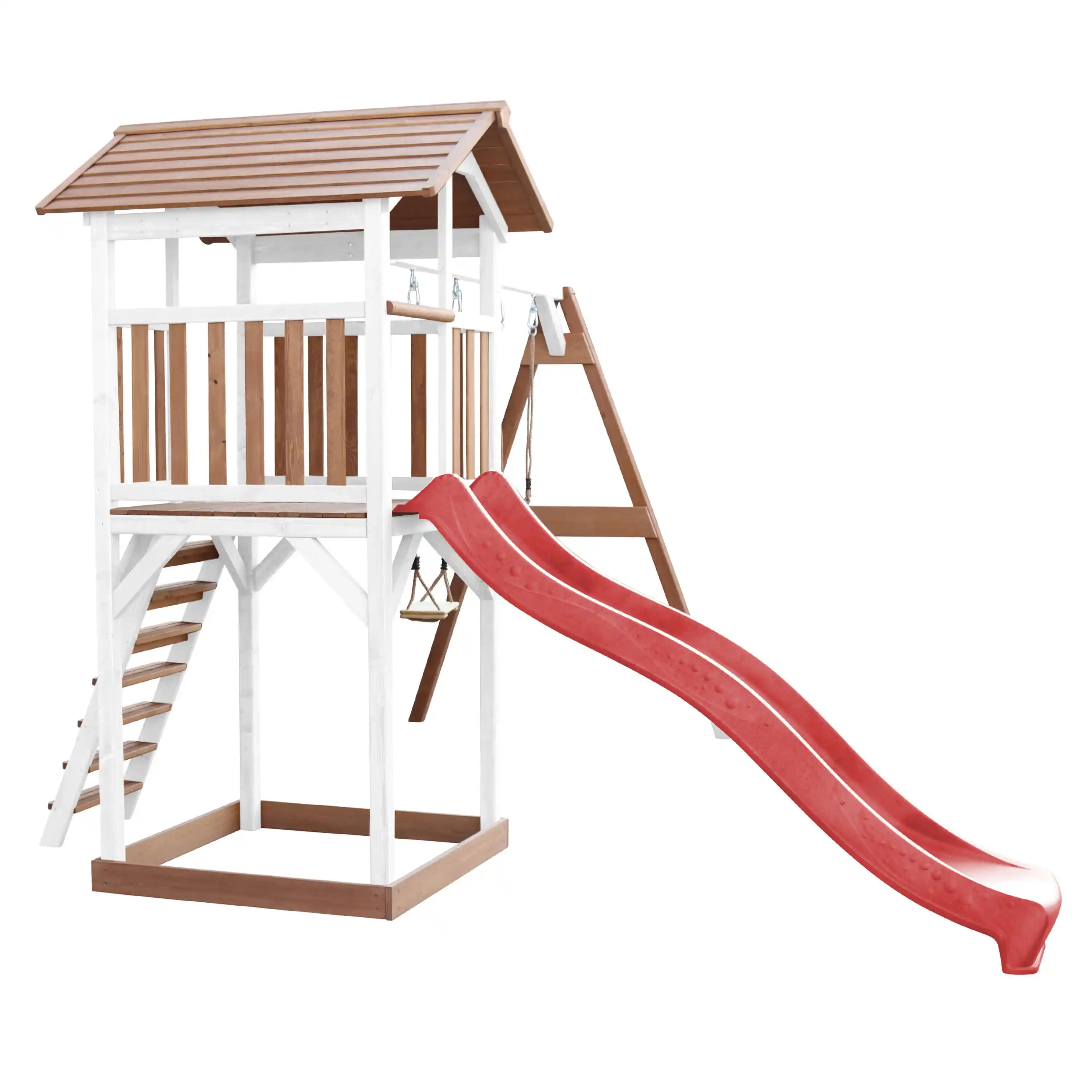 AXI Beach Tower with Double Swing Set Brown/White - Red