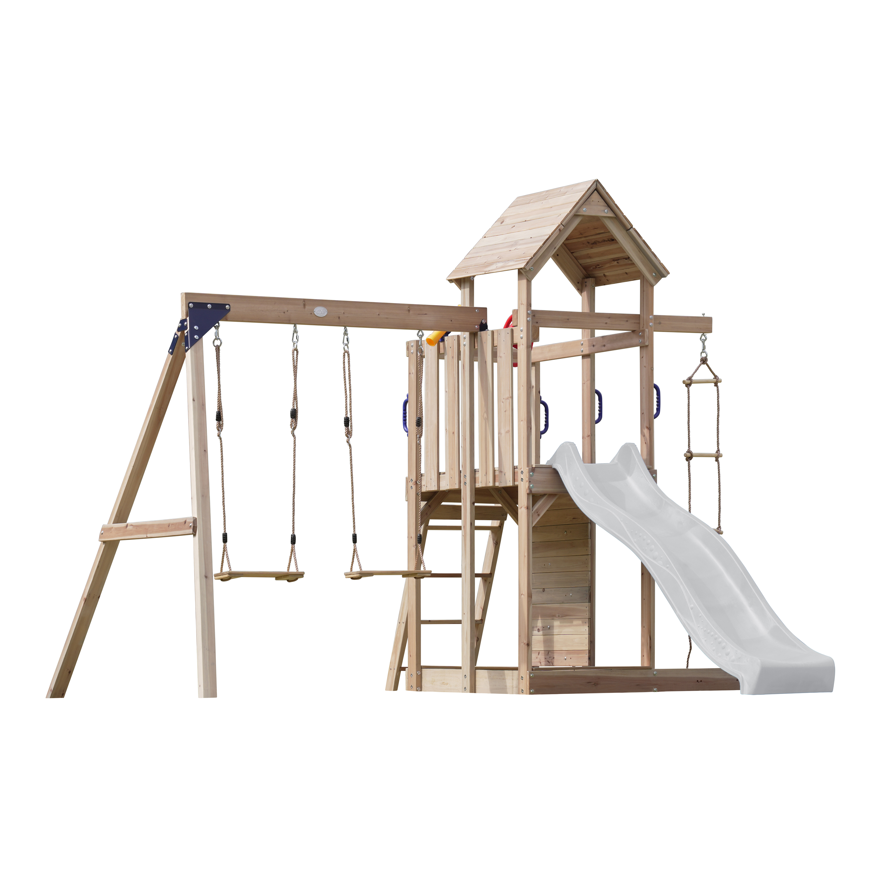 AXI Moos Climbing Frame with Double Swing Set - White Slide