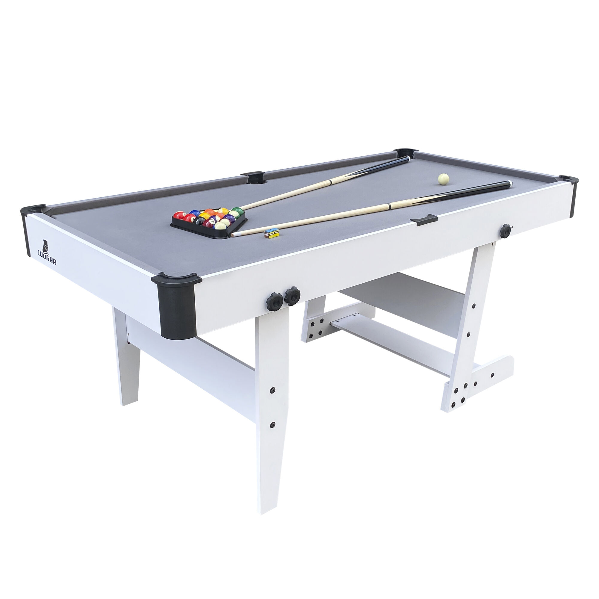 Cougar Hustle XL folding Pool Table - White/Grey