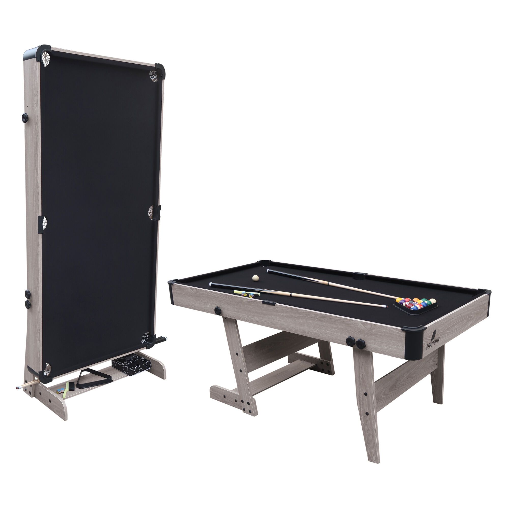 Cougar Hustle XL foldable Pool Table - Oak/Black