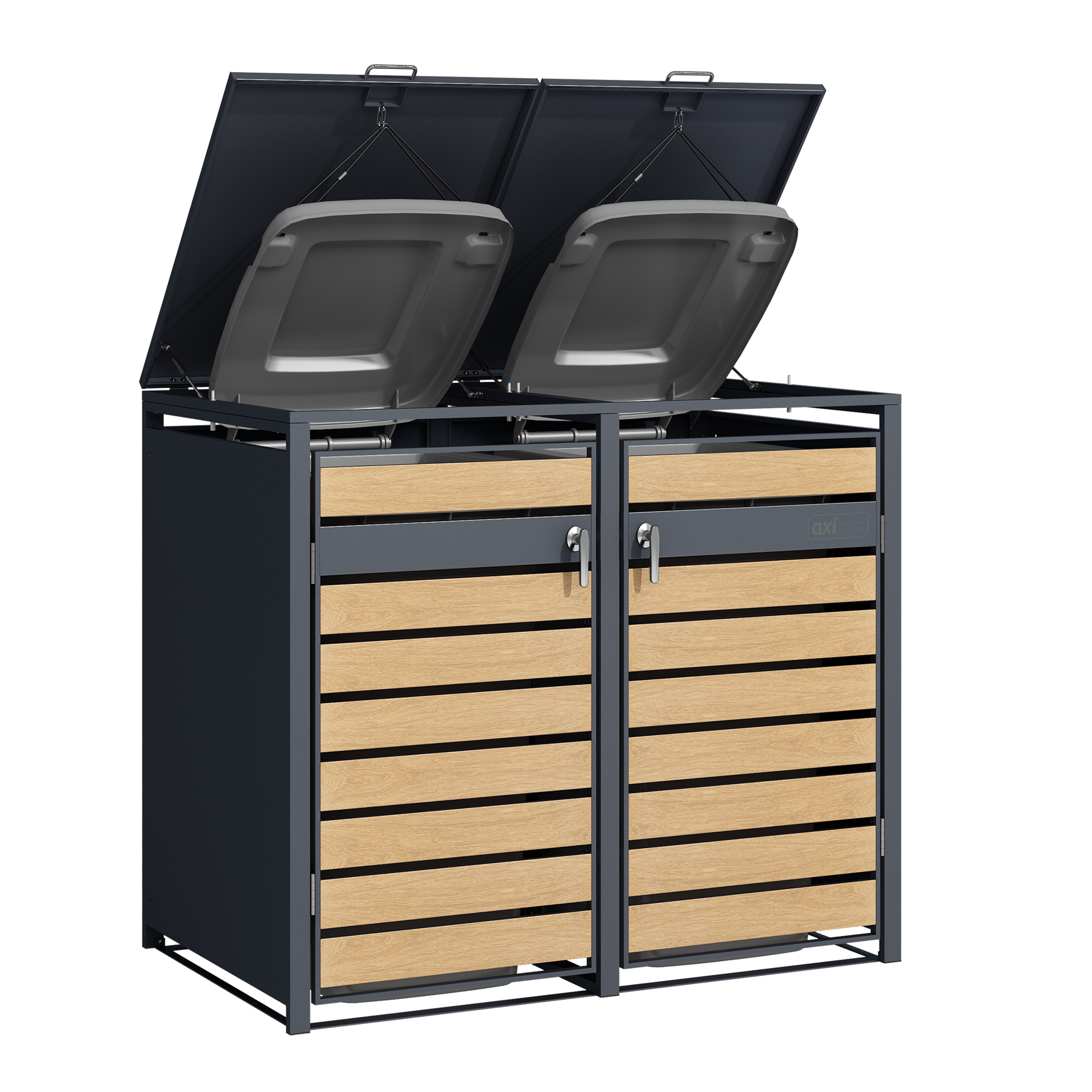 AXI Lucas Metal Garbage Bin Shed - 2 Garbage Bins