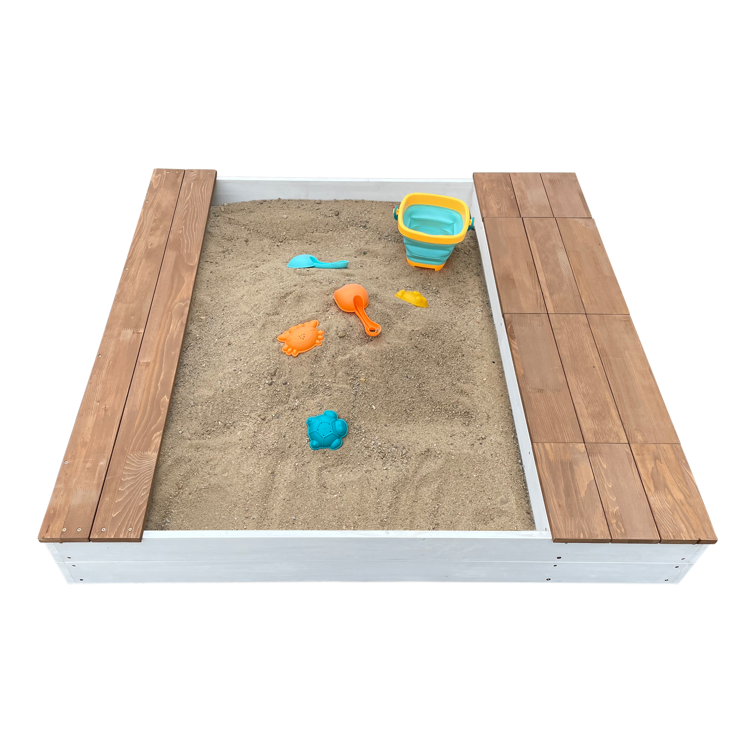 AXI Evy Sandbox with Bins and Storage - 119 x 117 cm - White/Brown