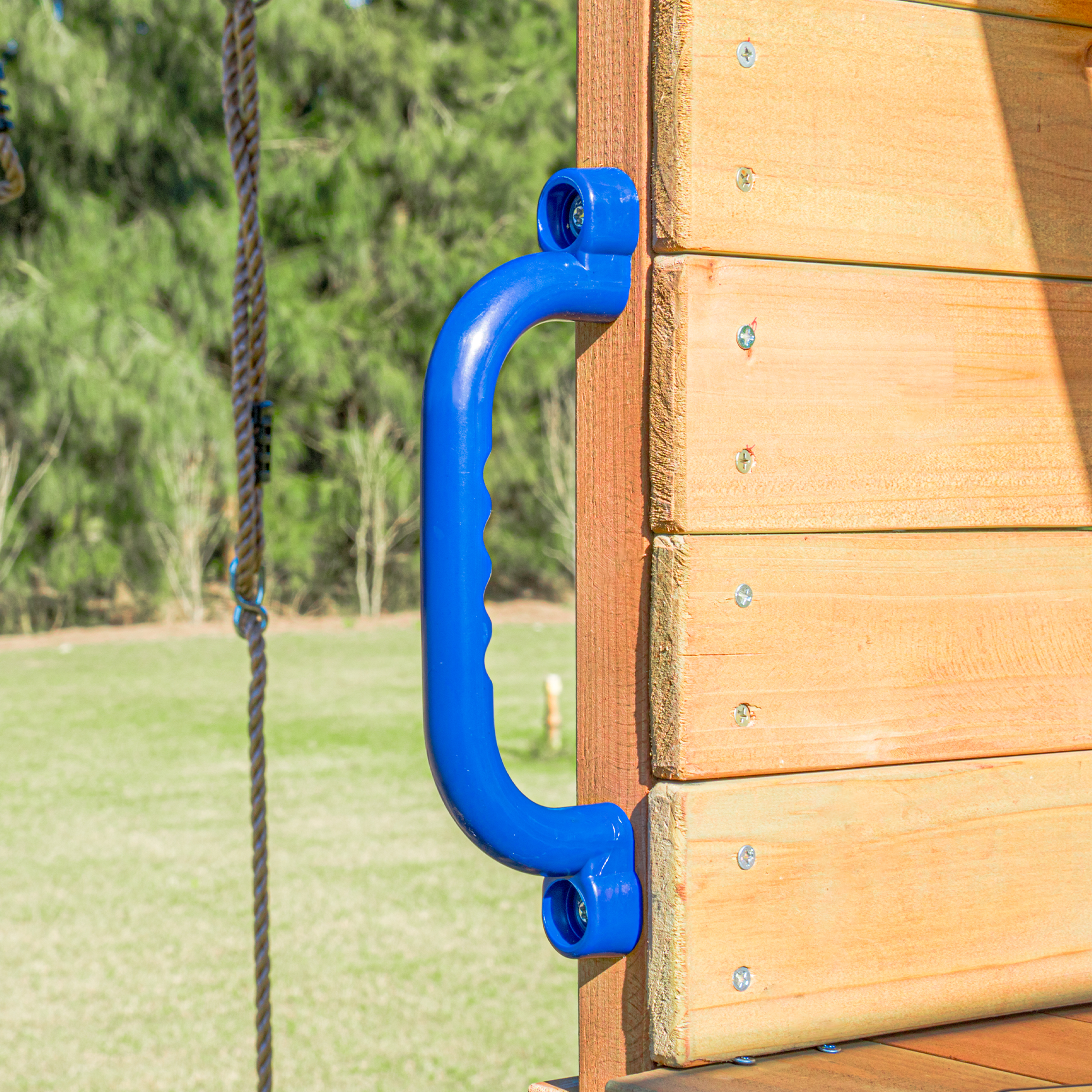 AXI Mitch Climbing Frame with Double Swing, Trapeze and Lookout Tower – Red Slide