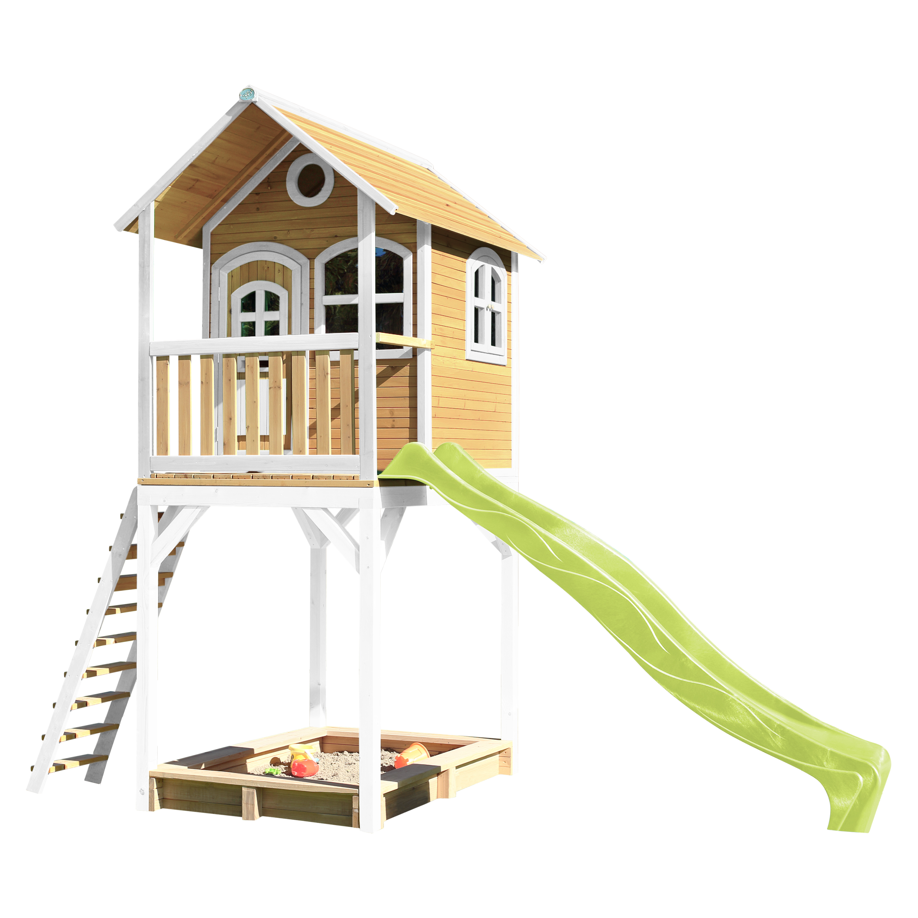 AXI Romy Playhouse Brown/White - Lime Green Slide