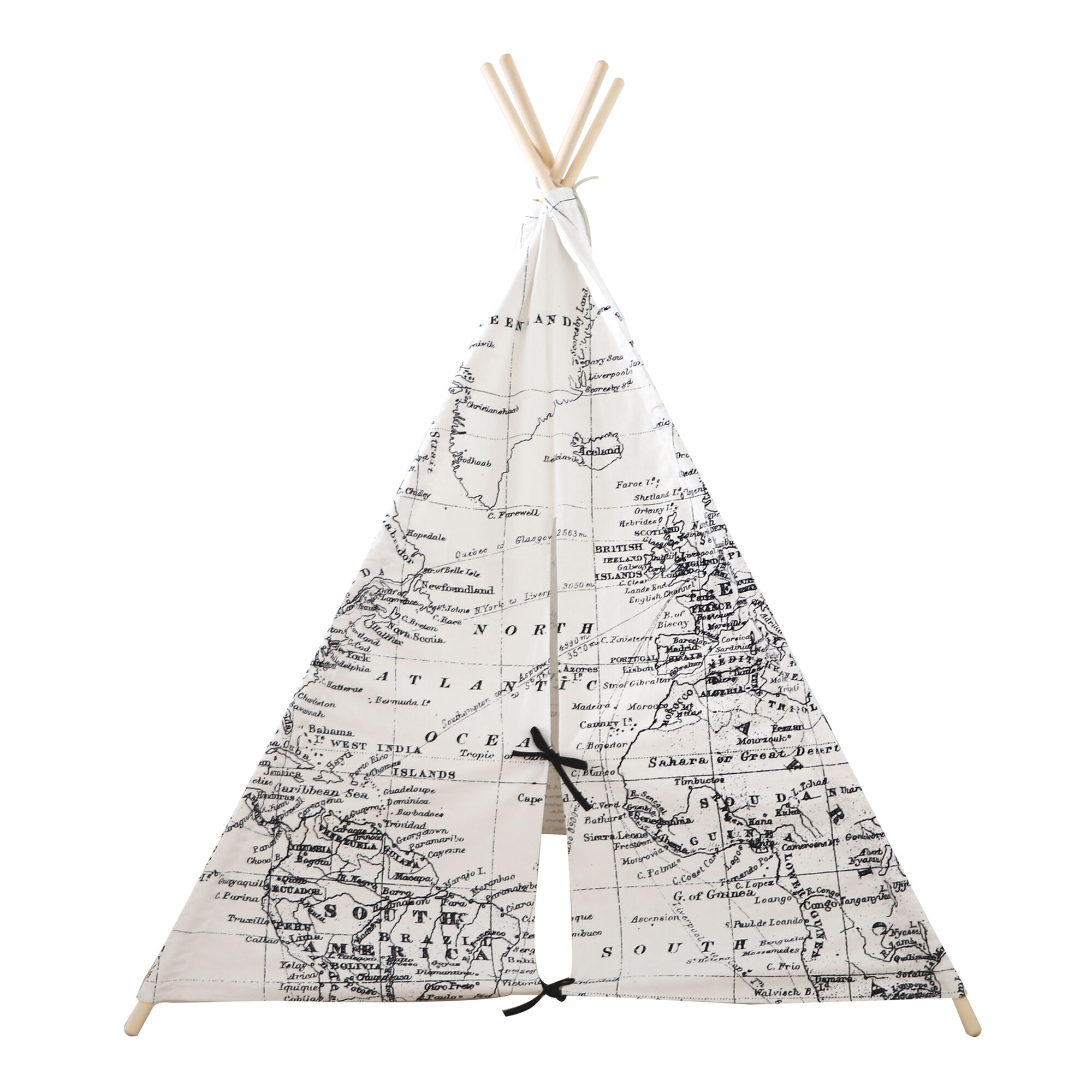 Sunny World Map Teepee Tent - Black/White