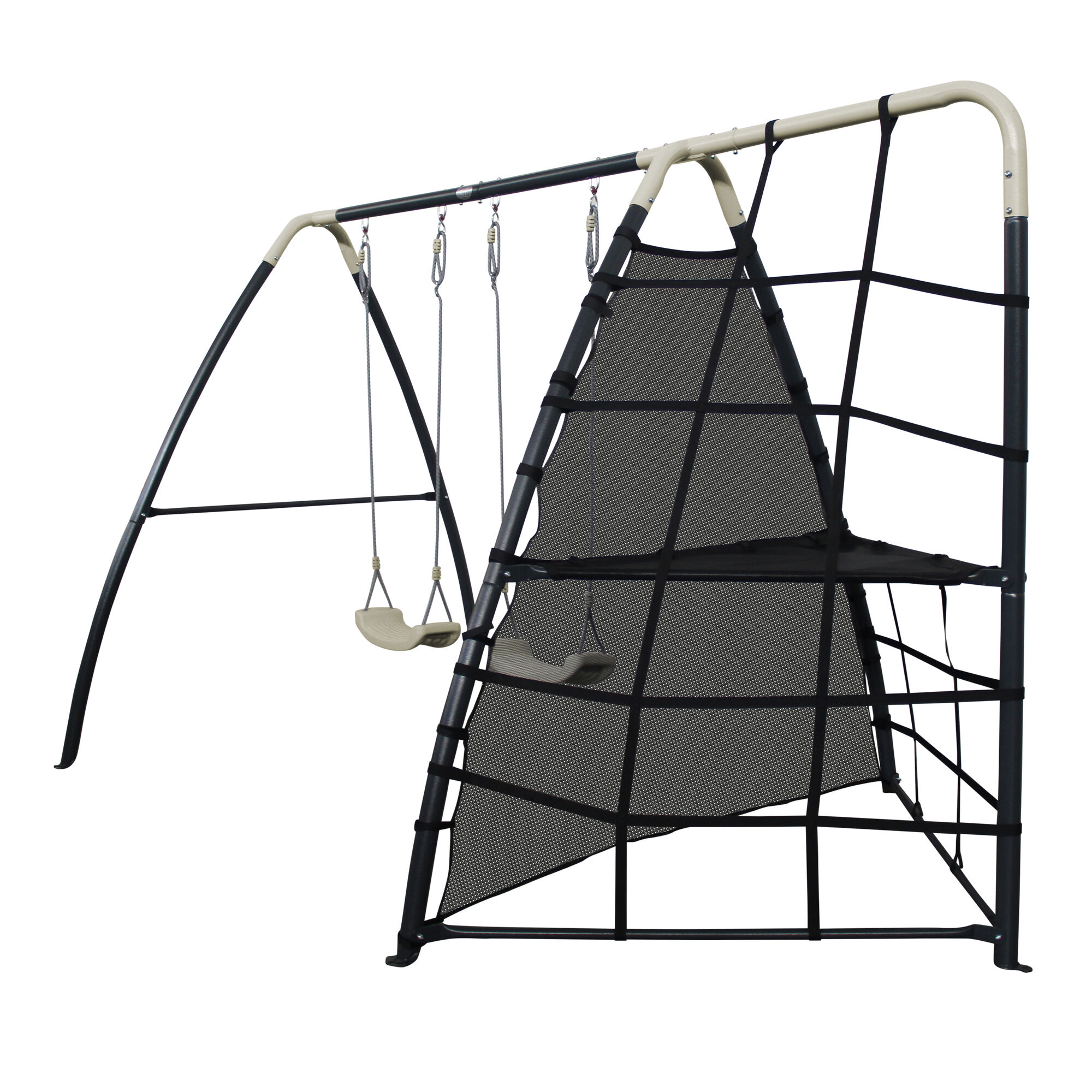 AXI Metal Climbing Frame with Double Swing Set - Anthracite/Cream