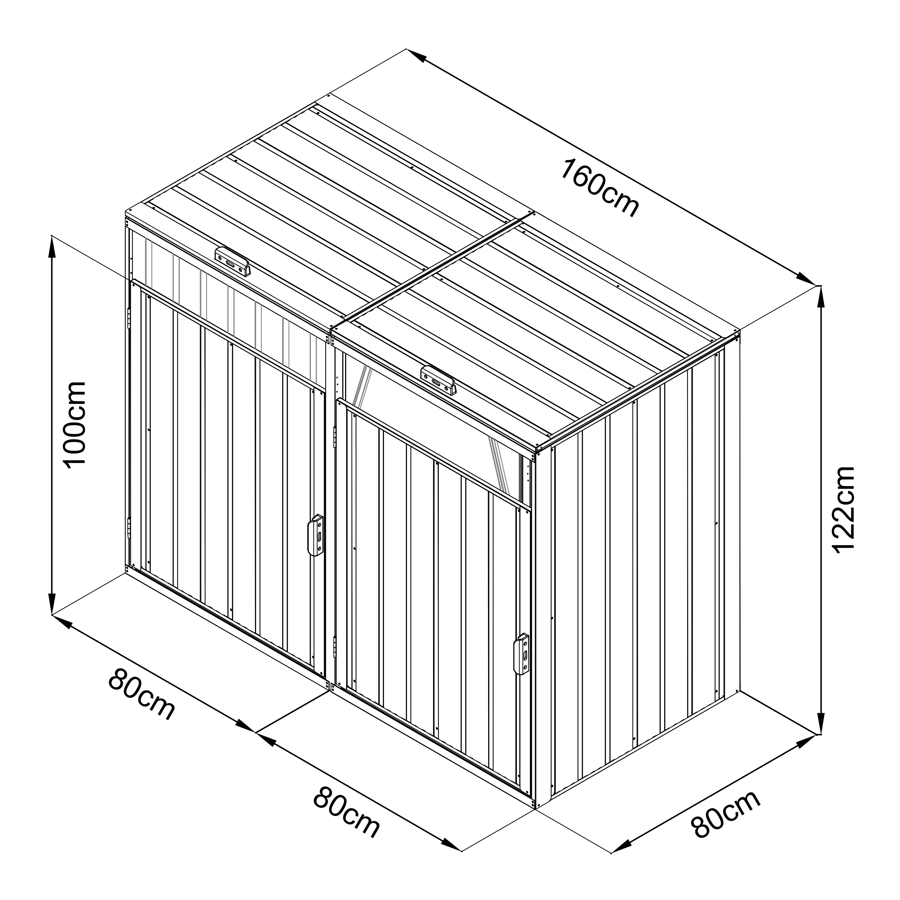 AXI Owen Metal Garbage Bin Shed Anthracite - 2 Garbage Bins