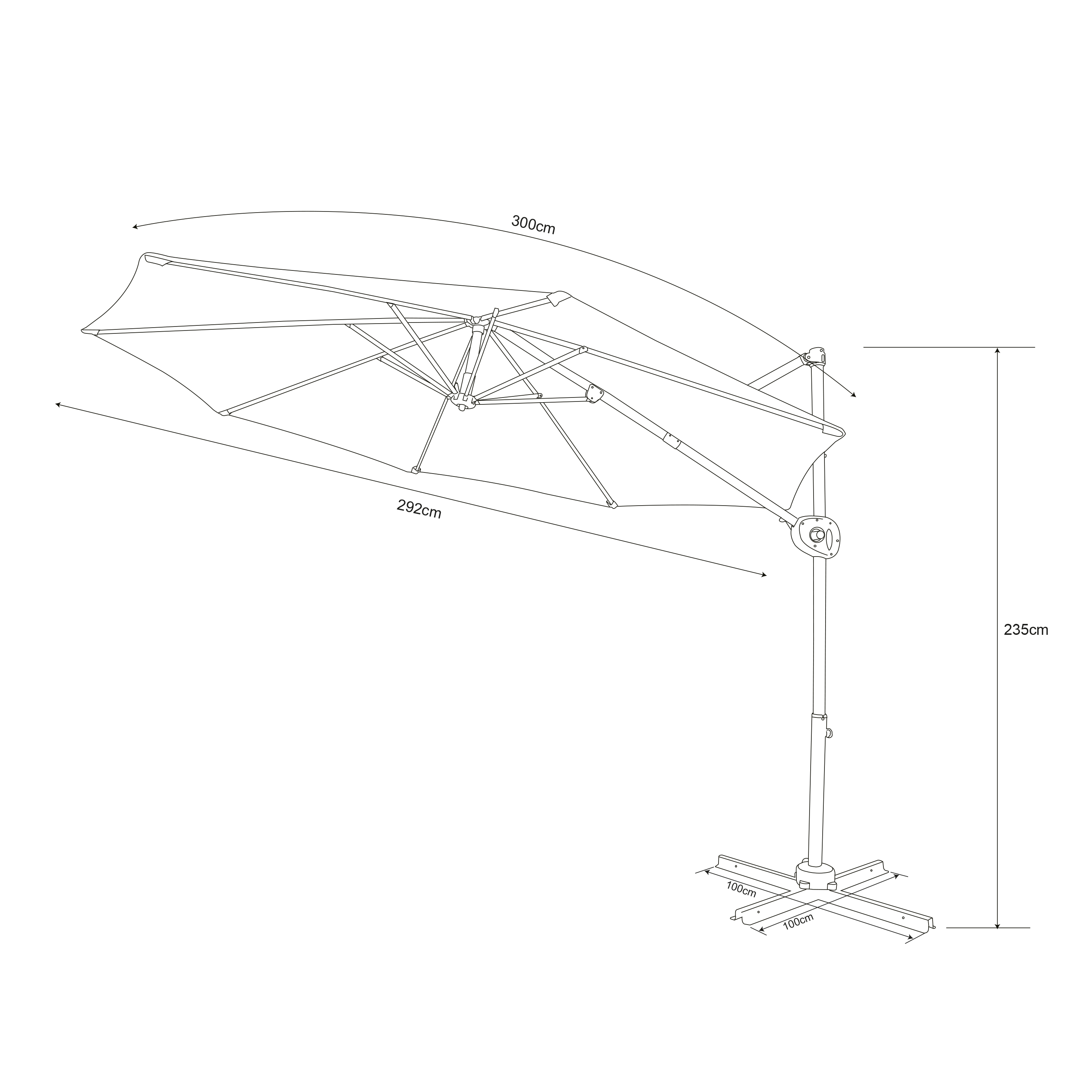 AXI Solea Cantilever Parasol Ø 300cm Anthracite/Grey