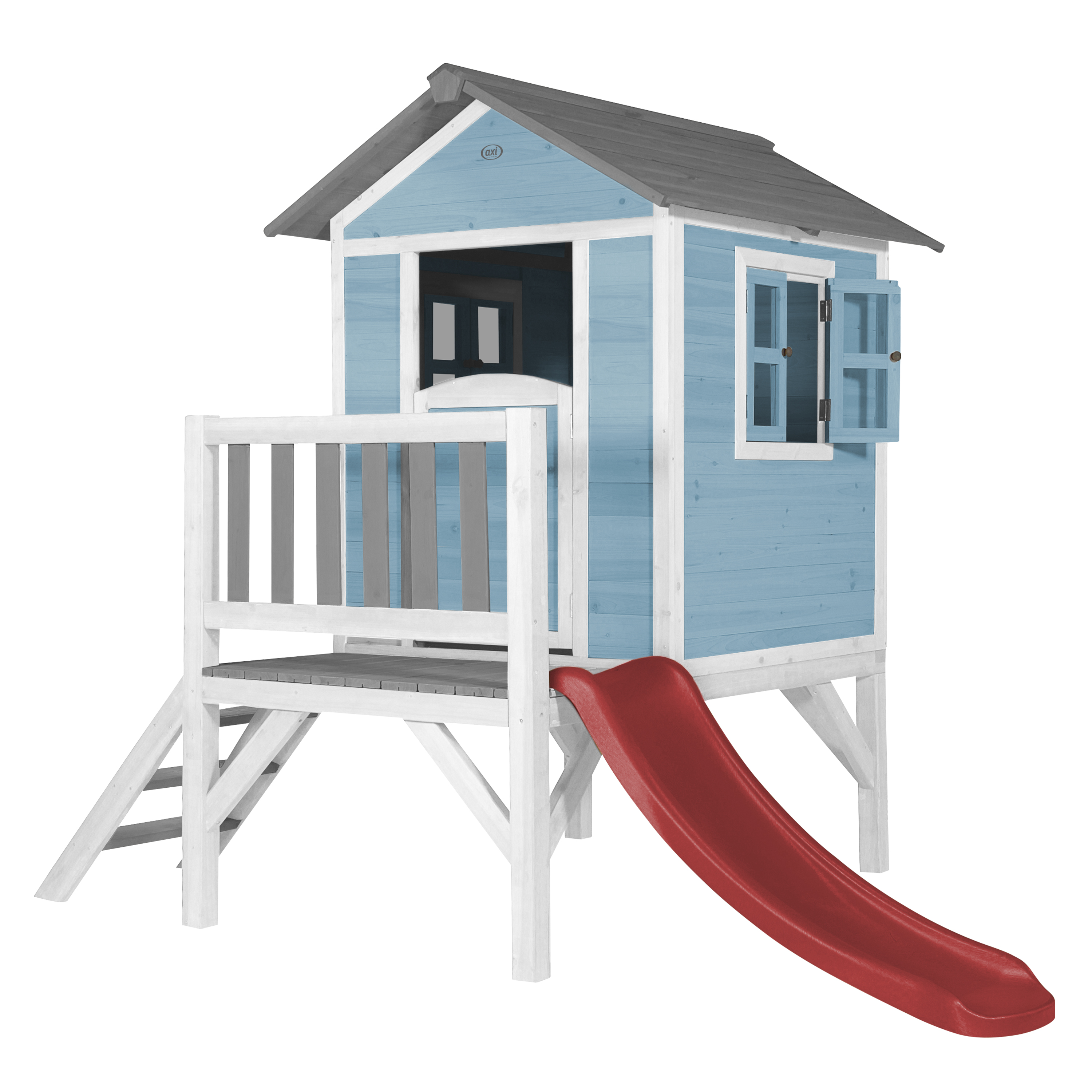 AXI Lodge XL Playhouse Caribbean Blue - Red Slide