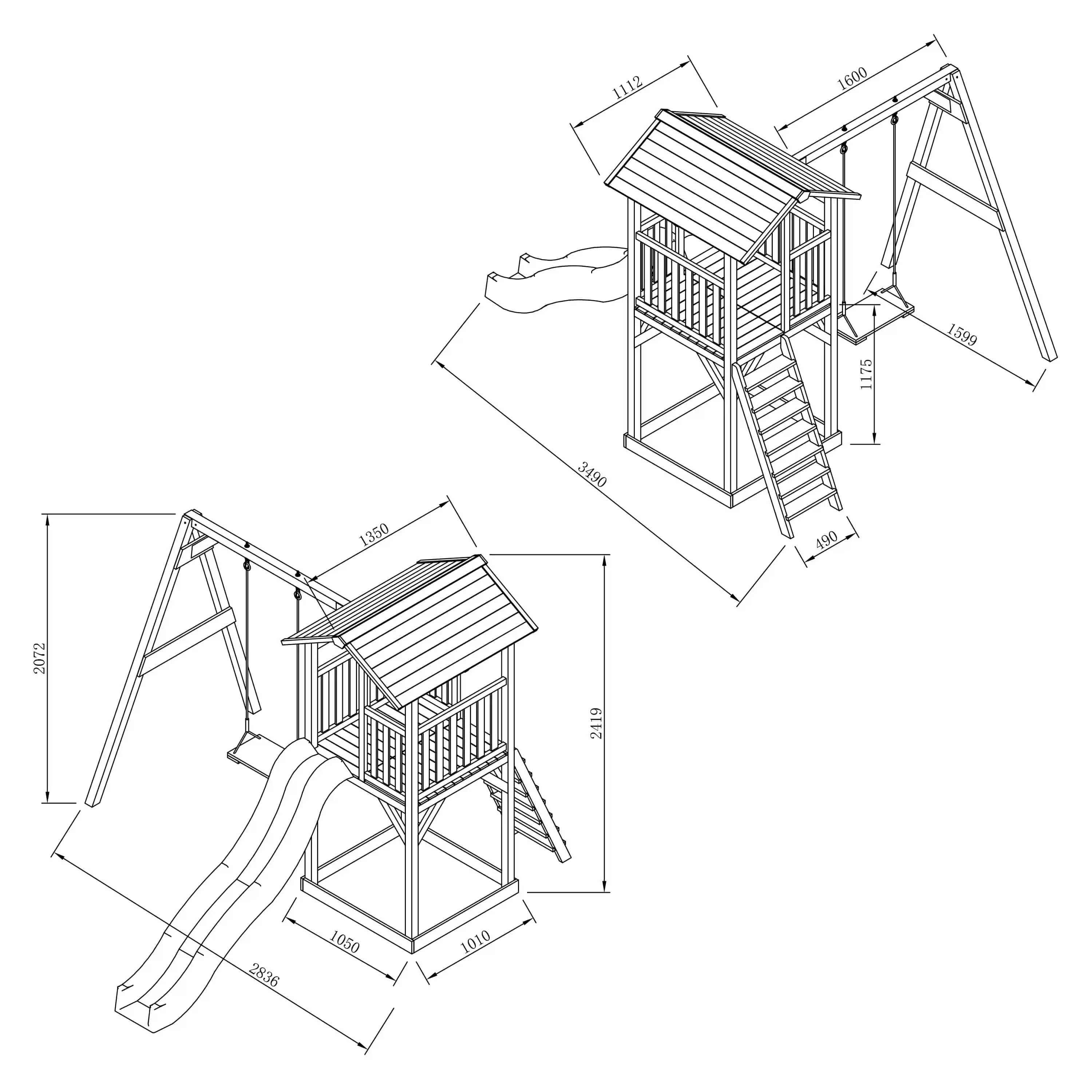 AXI Beach Tower Speeltoren met Enkele Schommel Bruin/wit - Witte Glijbaan