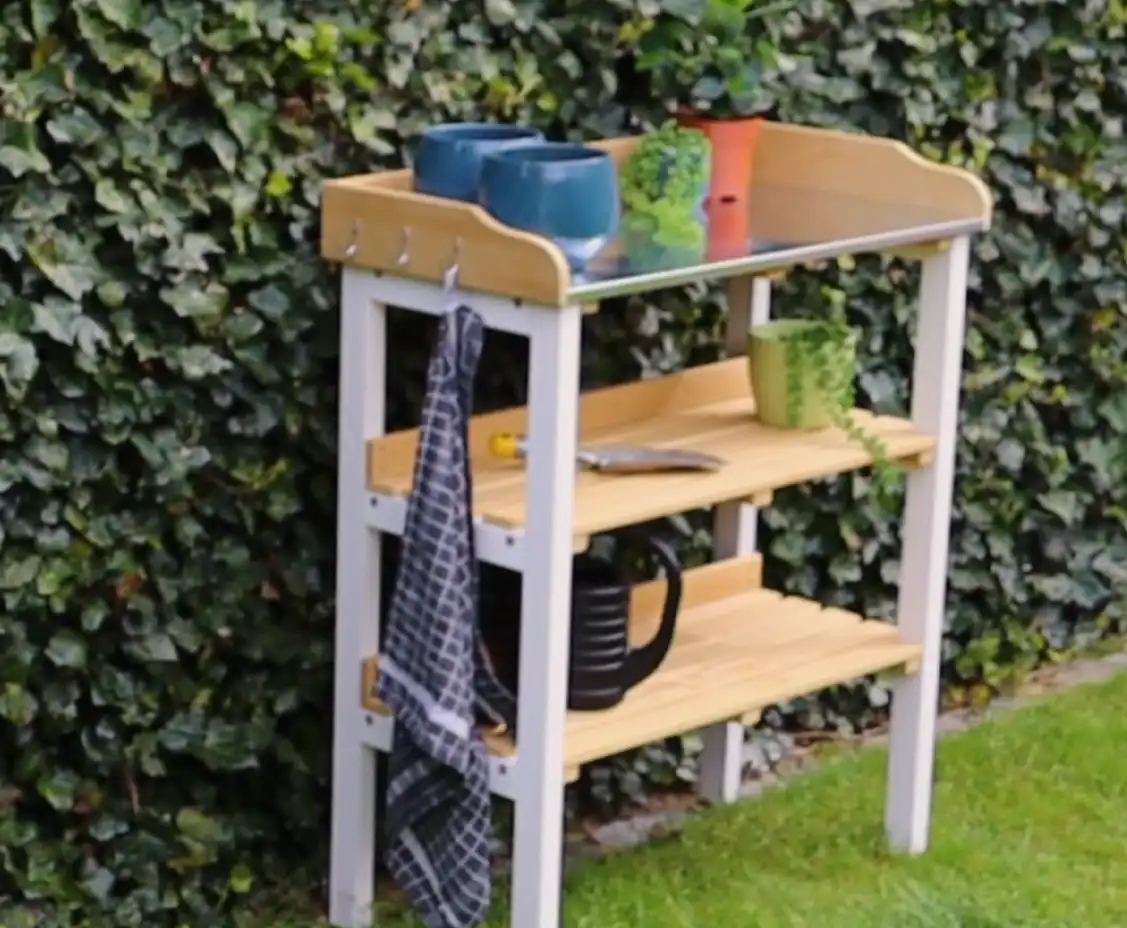 AXI Potting Table with storage shelves - Brown/White