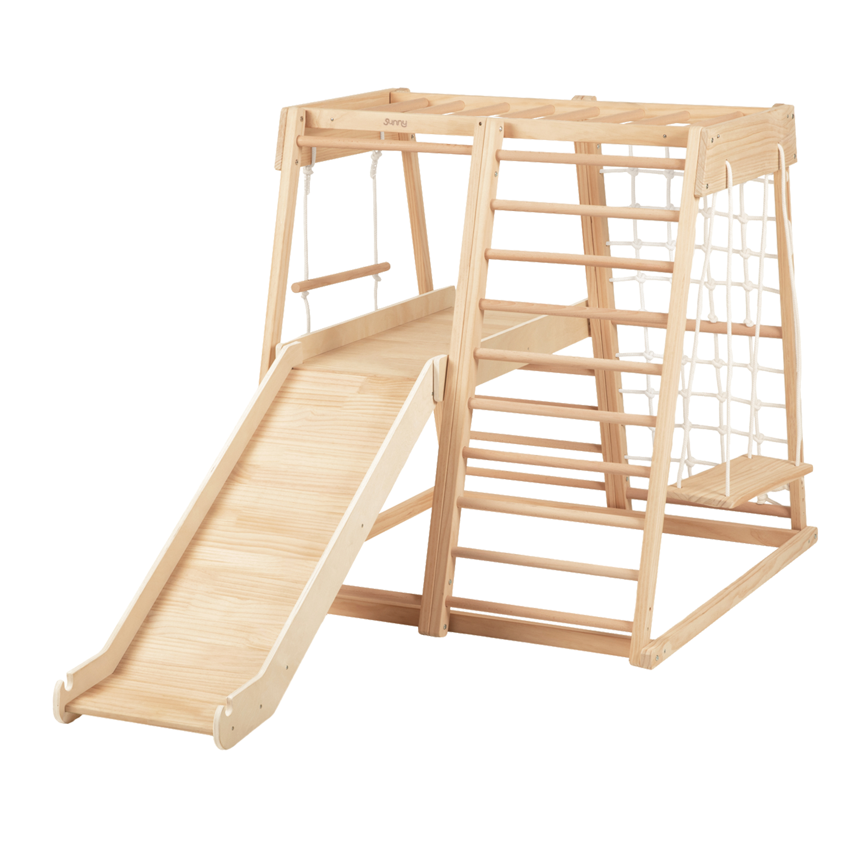 Sunny Mickie Wooden Climbing Tower with Slide and Swing - Natural