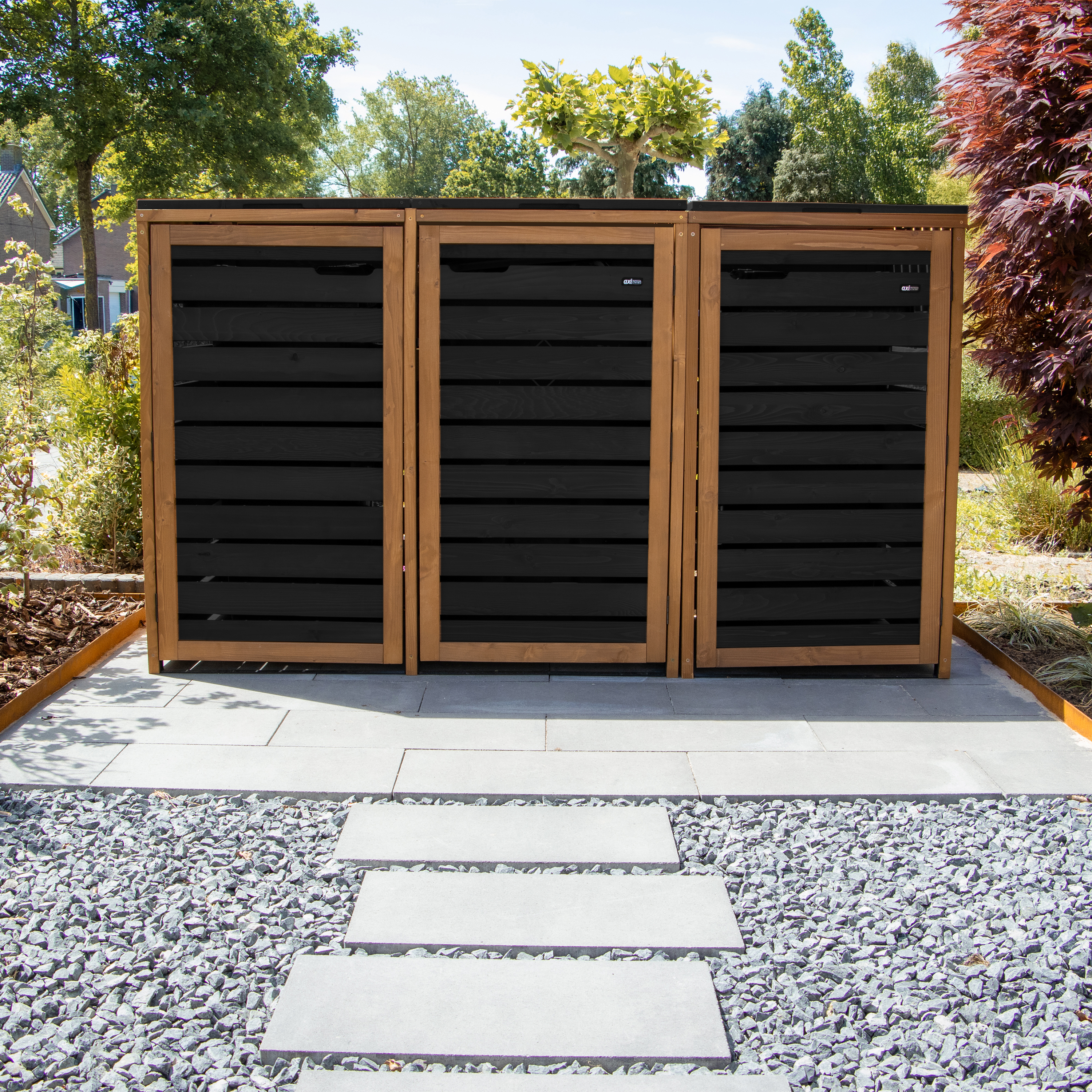 AXI Lex Wooden Bin Storage Black/Brown - 4 bins