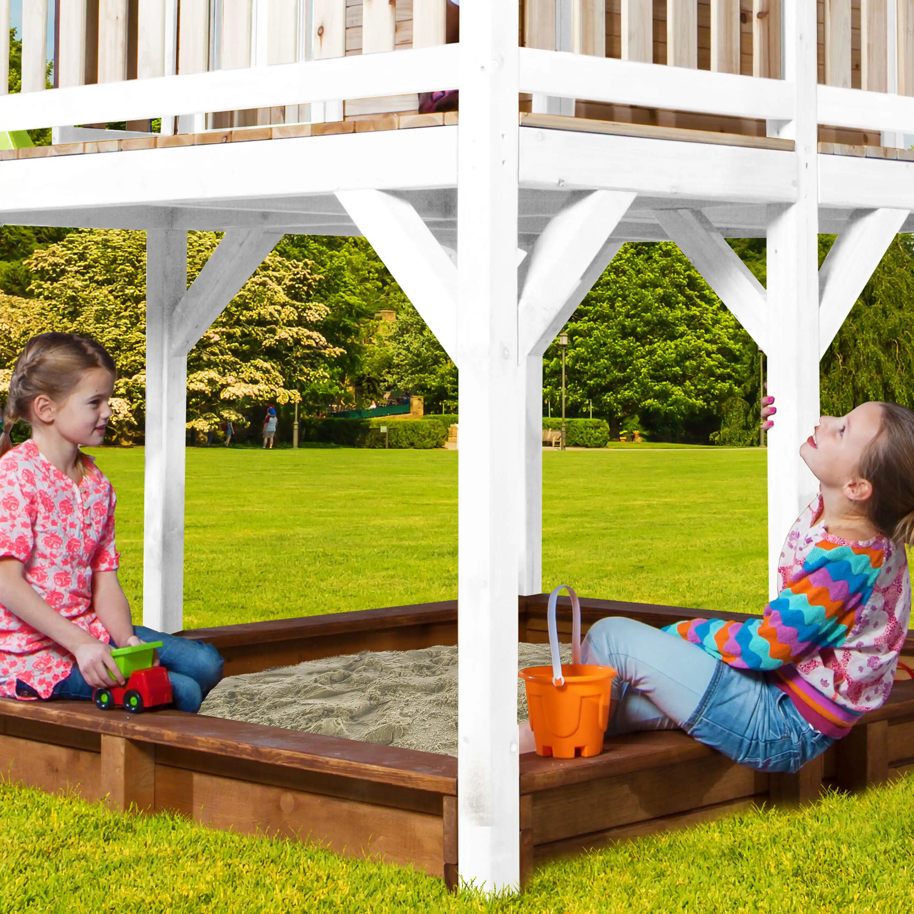 AXI Liam Speelhuis met Summer Nestschommel Bruin/wit - Rode Glijbaan