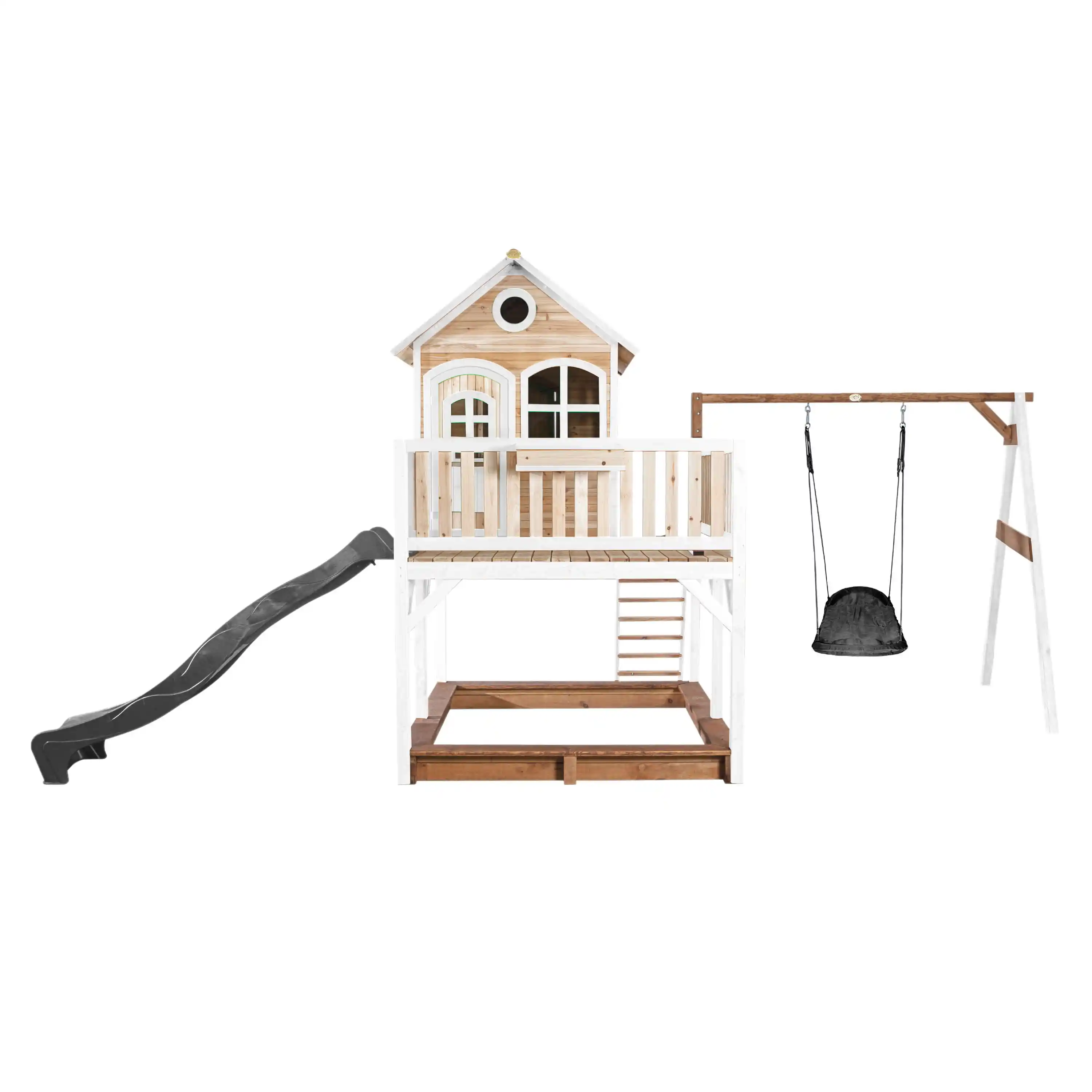 AXI Liam Playhouse with Roxy Nest Swing Set Brown/White - Grey Slide