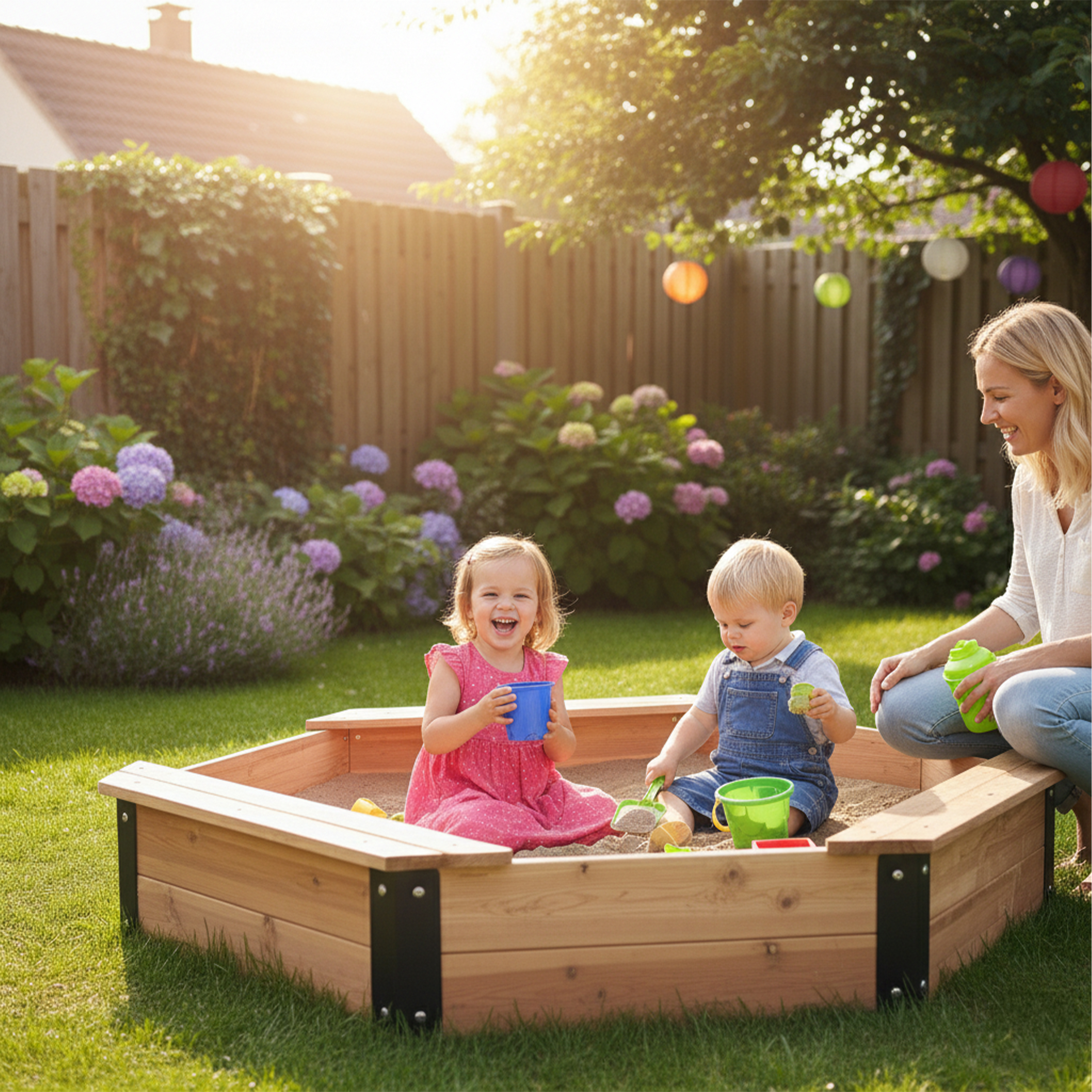 AXI Onno XL Sandbox Octagonal - 150 x 150 cm - Brown/Anthracite