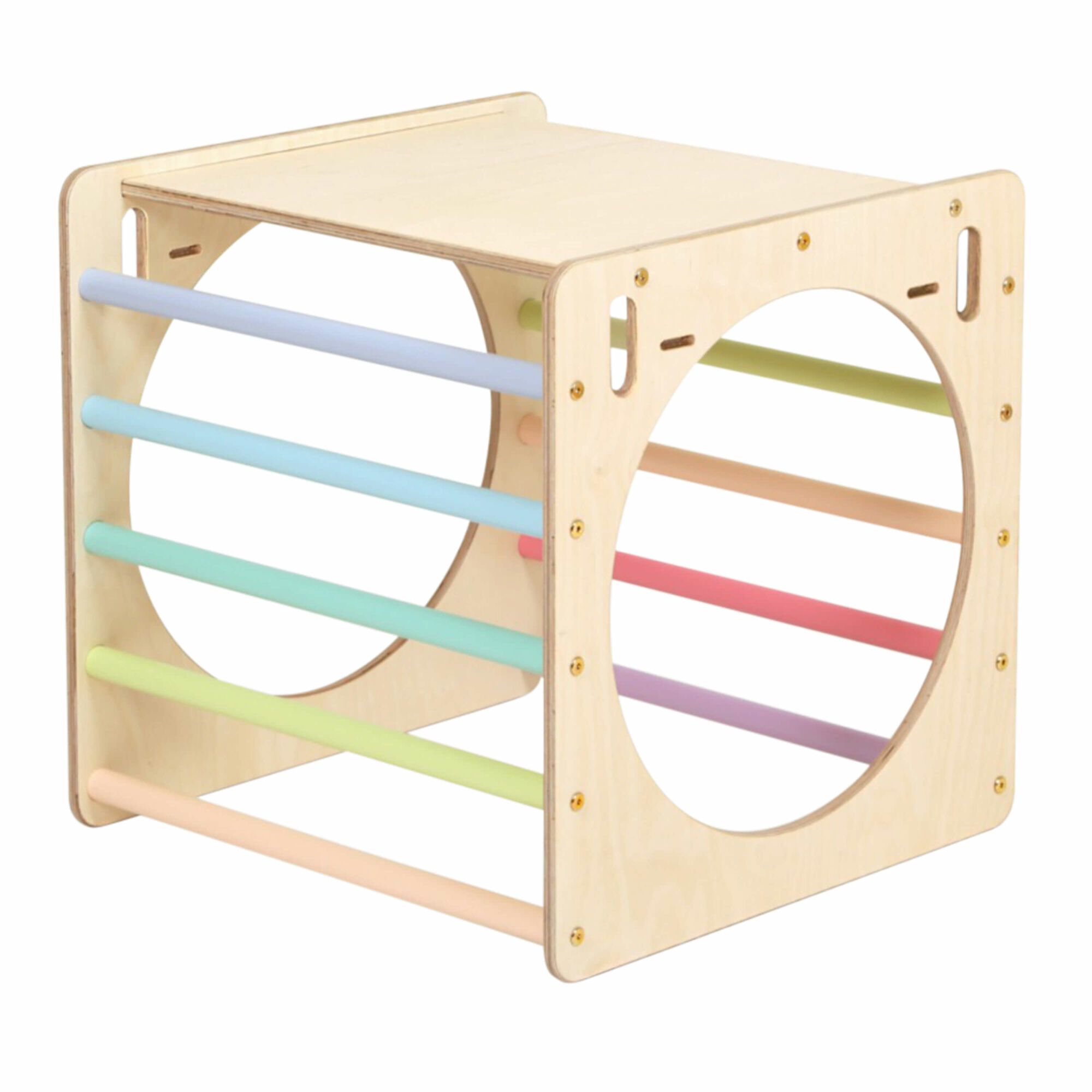 KateHaa Wooden Activity Cube with Ladder and Climbing Wall - Pastel