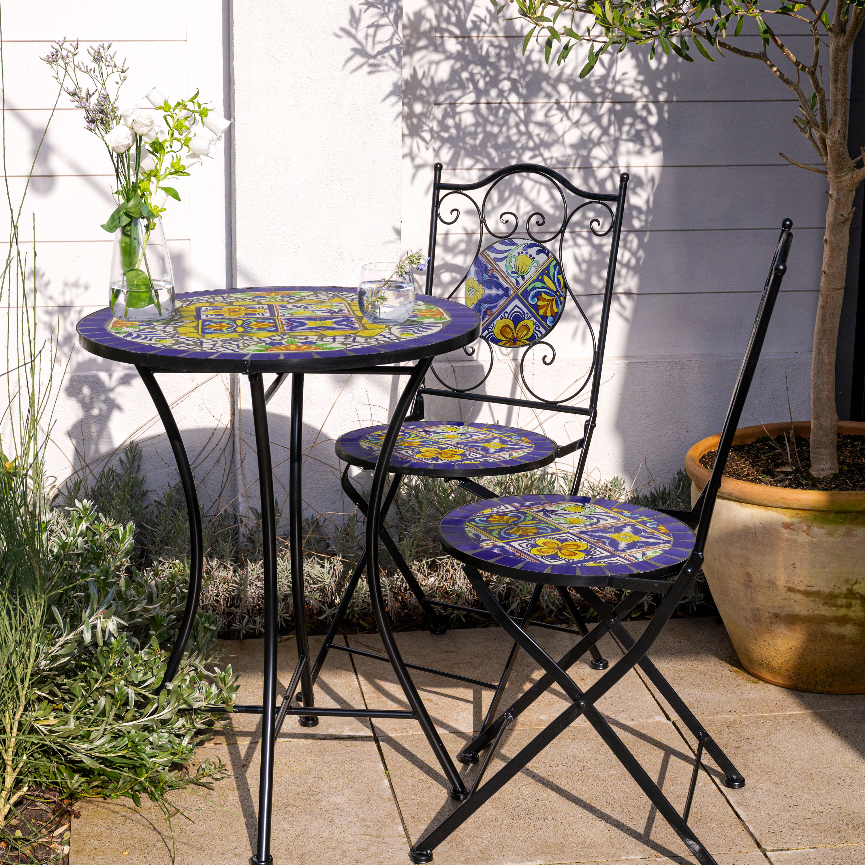 AXI Amélie Bistro Set Mosaic Mediterranean Style - Blue/Yellow