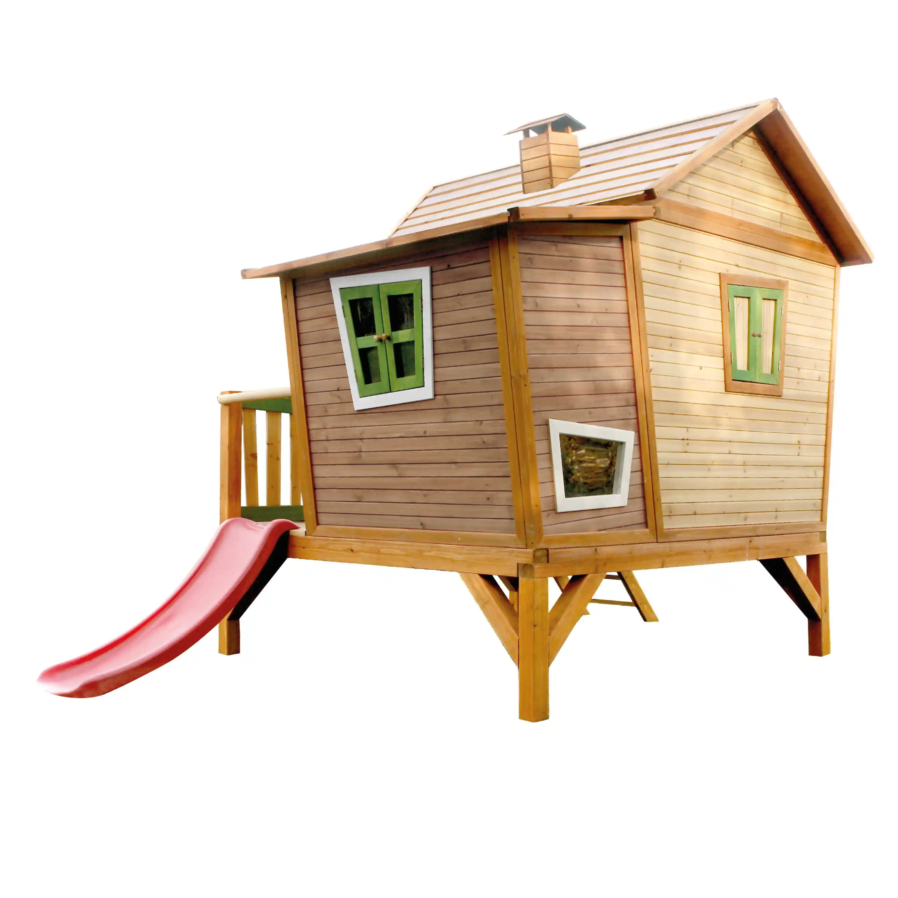 AXI Emma Playhouse Brown/Green - Red Slide