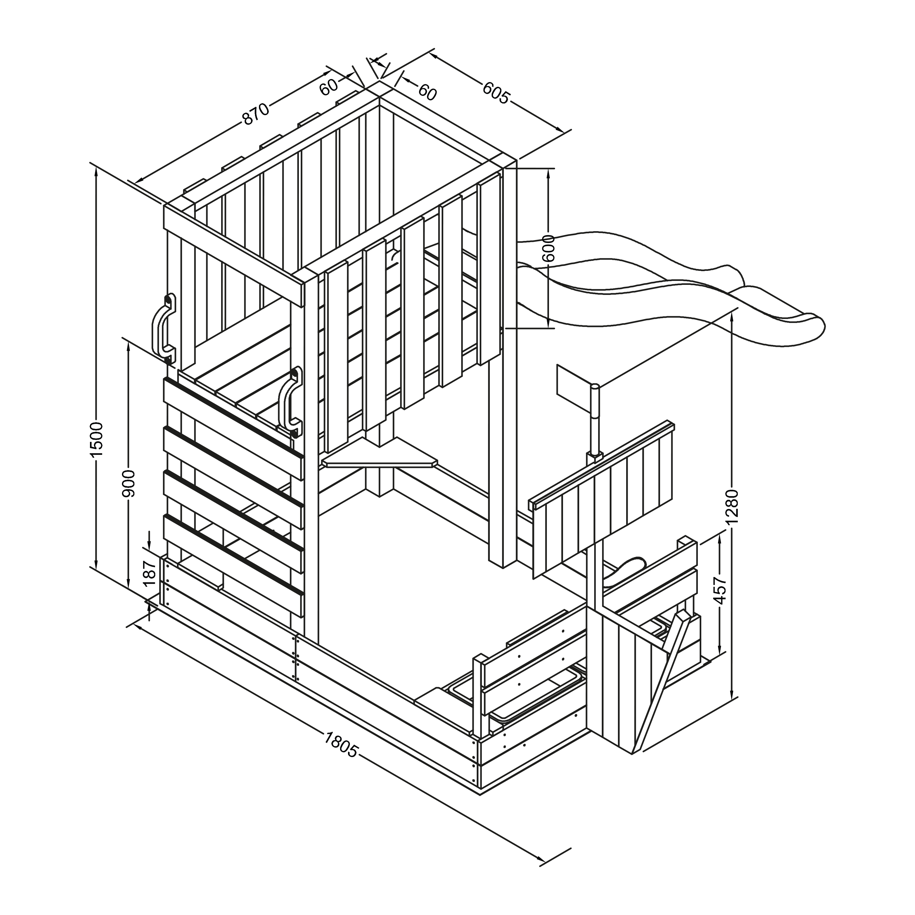 AXI Vicky Climbing Frame with Sandbox, Play Kitchen & Chalkboard – Green Slide