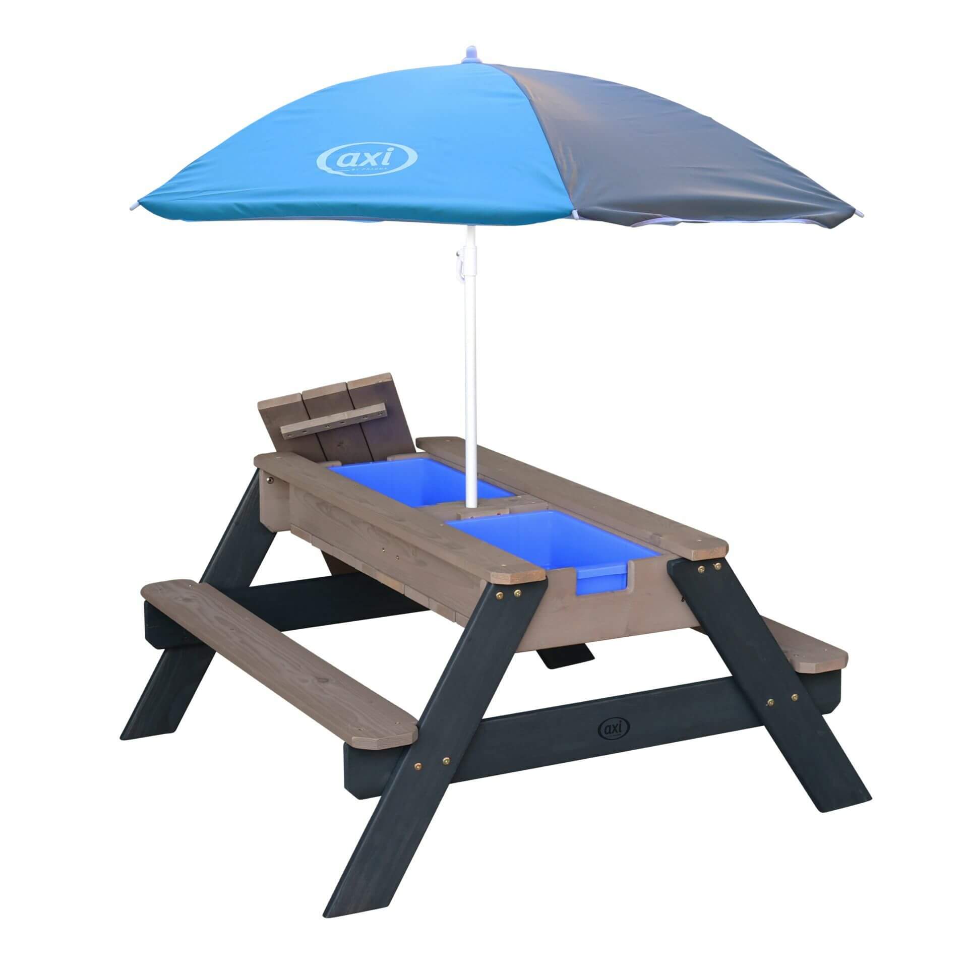 AXI Nick Zand & Water Picknicktafel Antraciet/grijs - Parasol Grijs/blauw