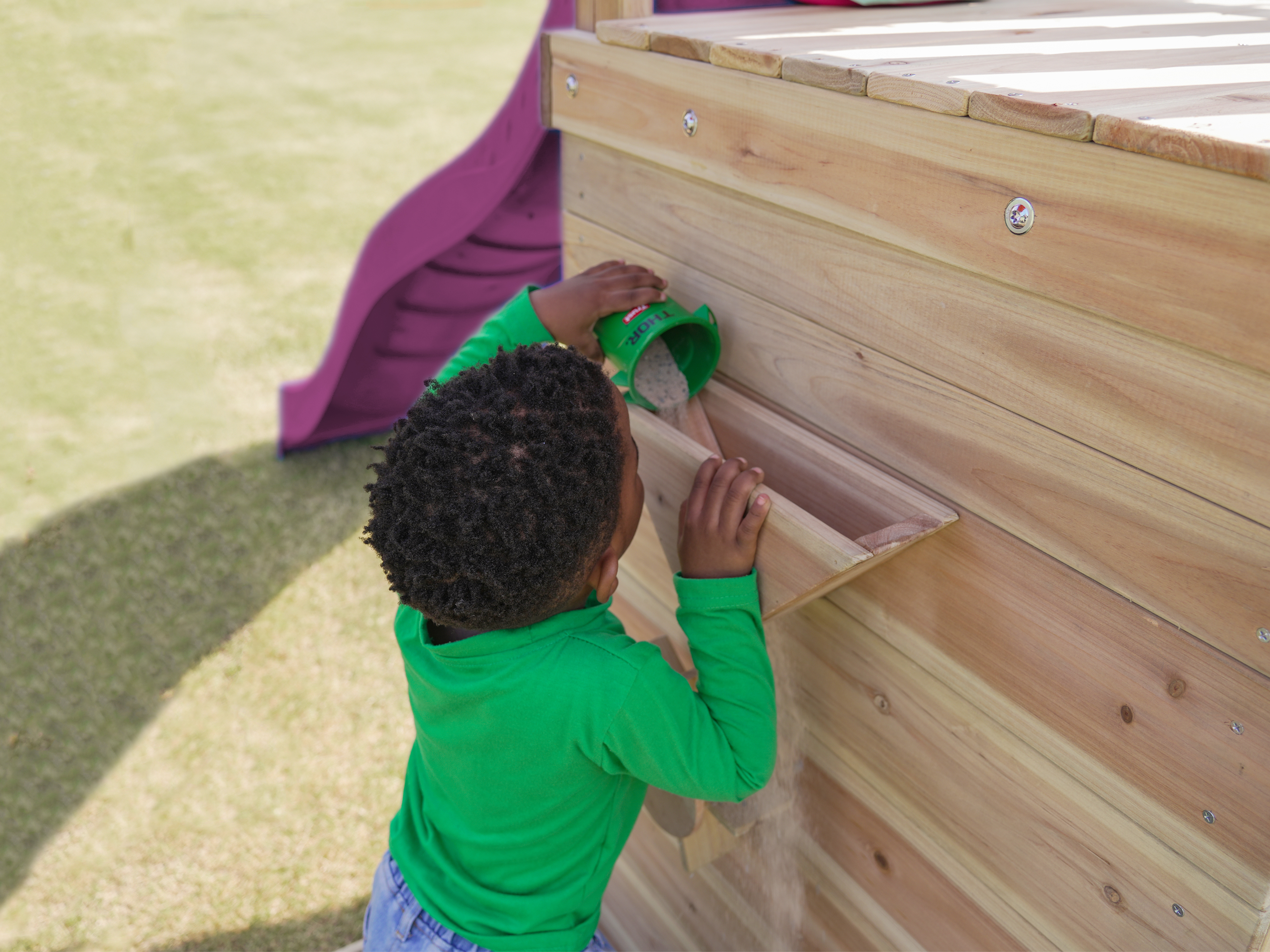 AXI Malik Climbing Frame with Double Swing Set - Purple Slide