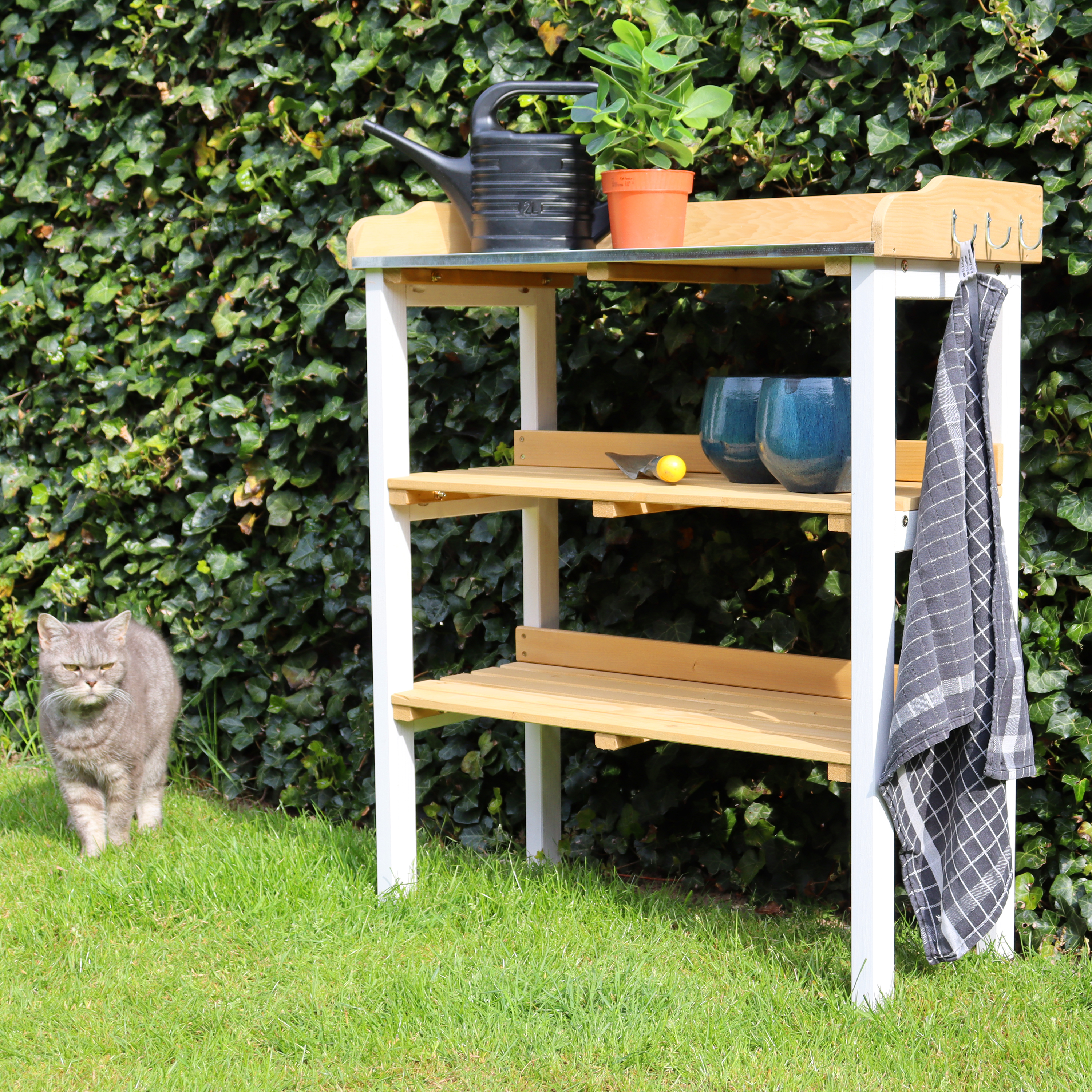 AXI Potting Table with storage shelves - Brown/White