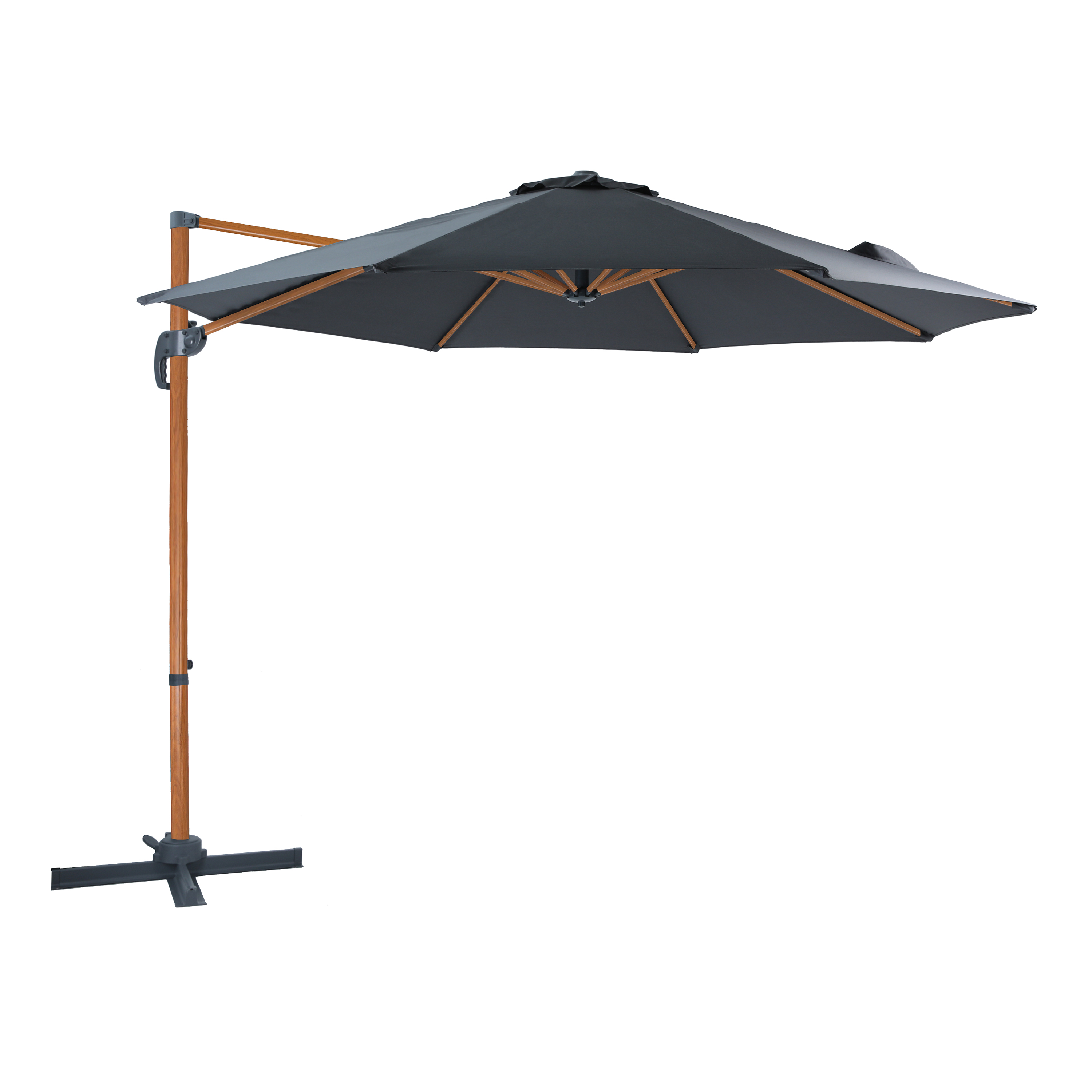 AXI Marisol Cantilever Parasol Ø 300cm Round - Wood-look/Grey