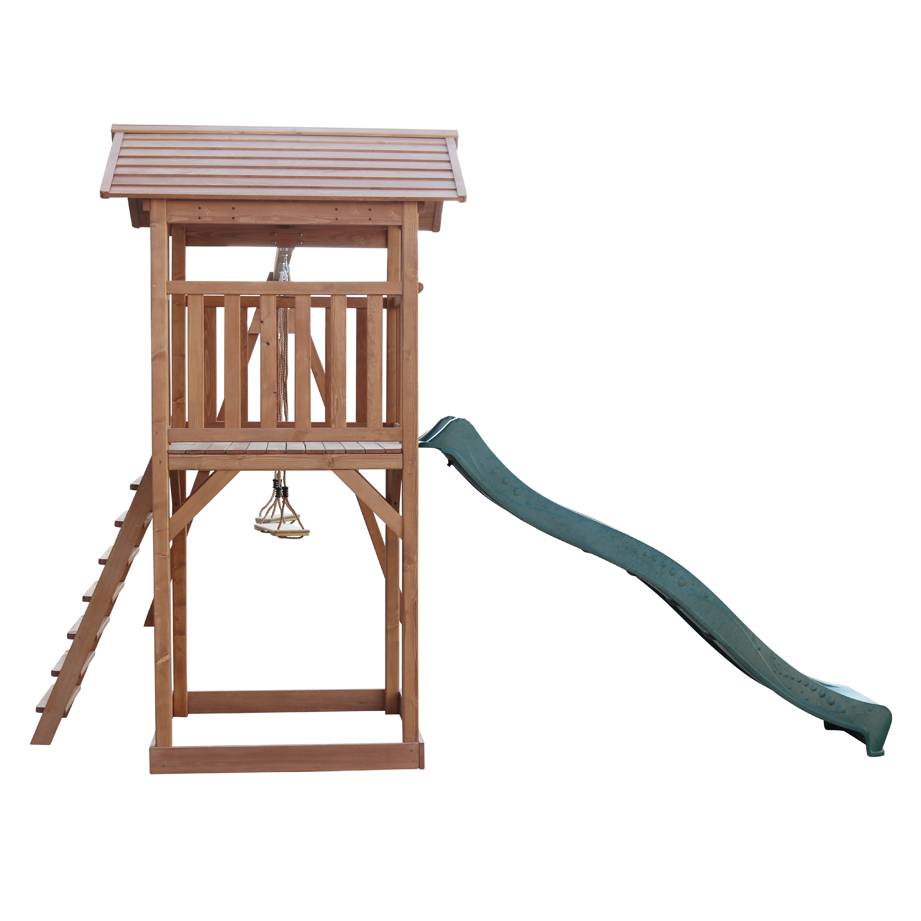 AXI Beach Tower with Double Swing Set Brown - Green Slide
