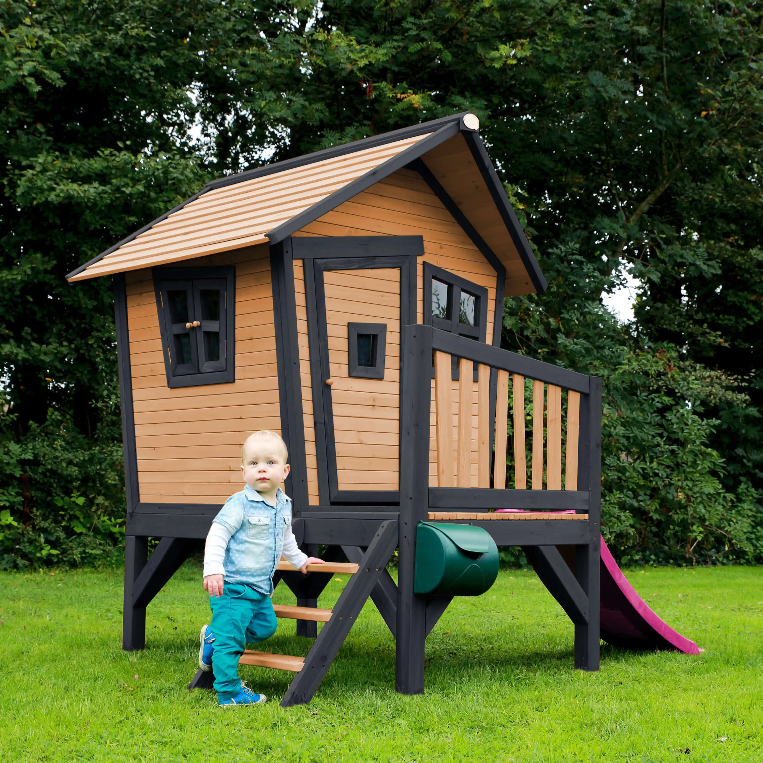 AXI Robin Playhouse Brown/Anthracite - Purple Slide