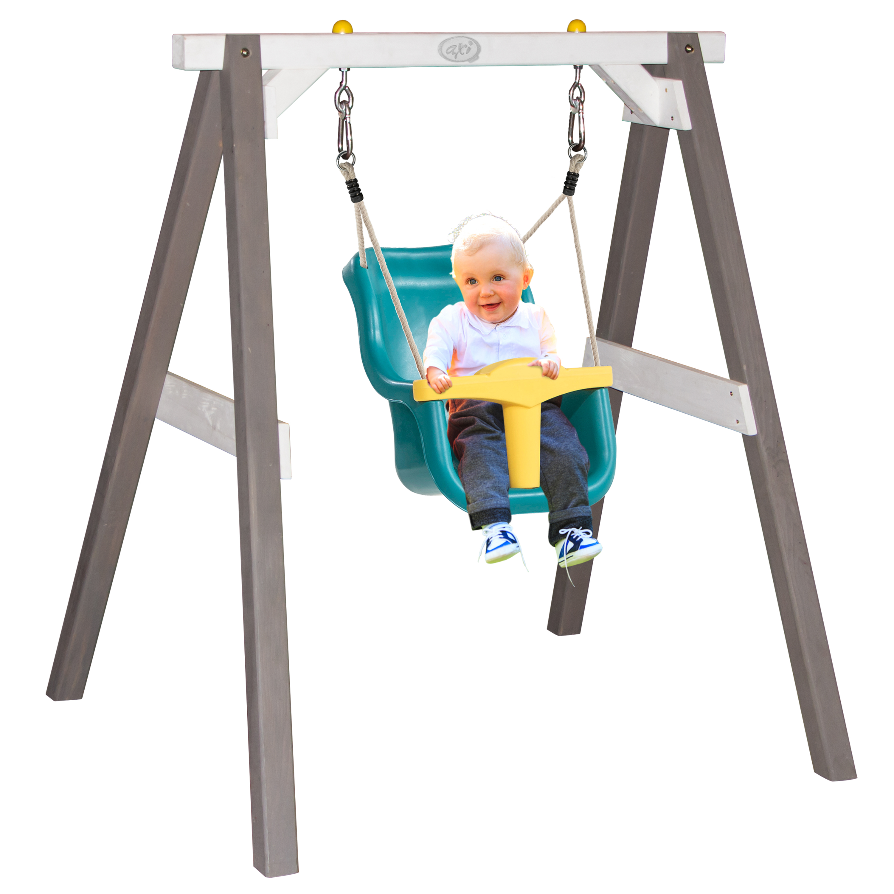 AXI Baby Swing - Grey/White - Seat Turquoise/Yellow