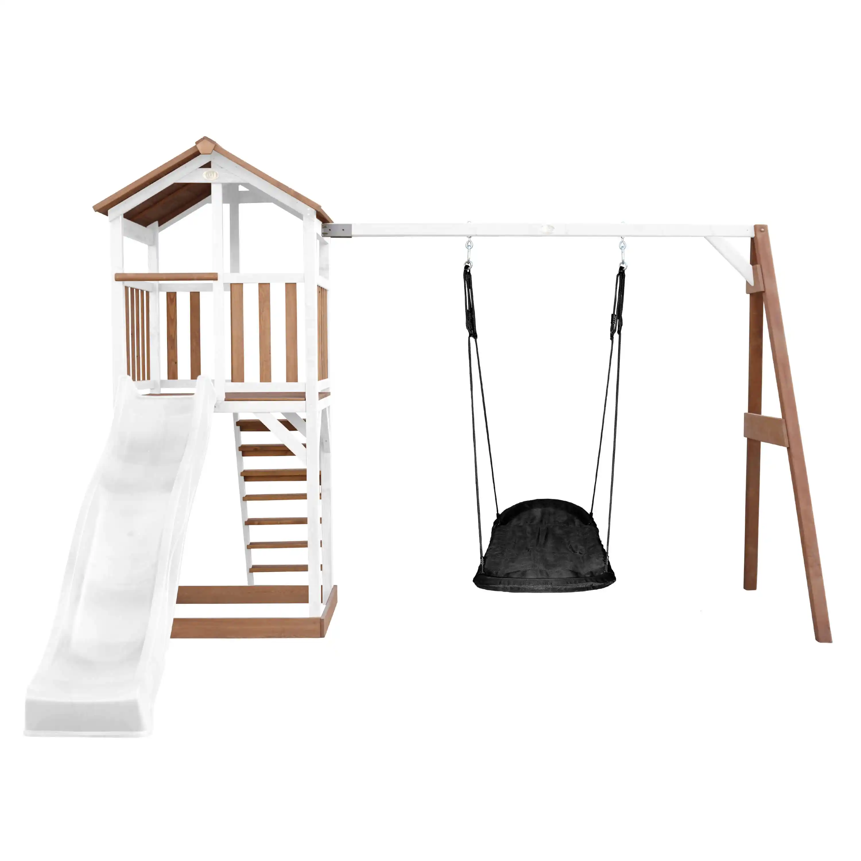 AXI Beach Tower with Roxy Nest Swing Set Brown/White - White Slide