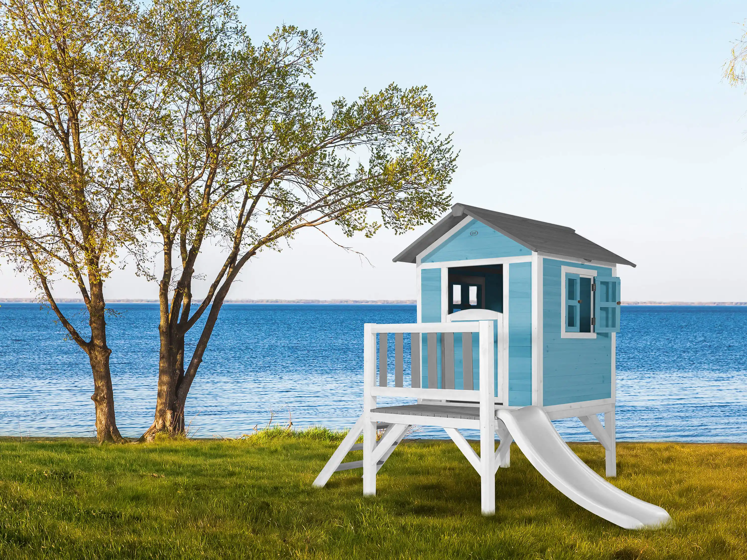 AXI Lodge XL Playhouse Caribbean Blue - White Slide