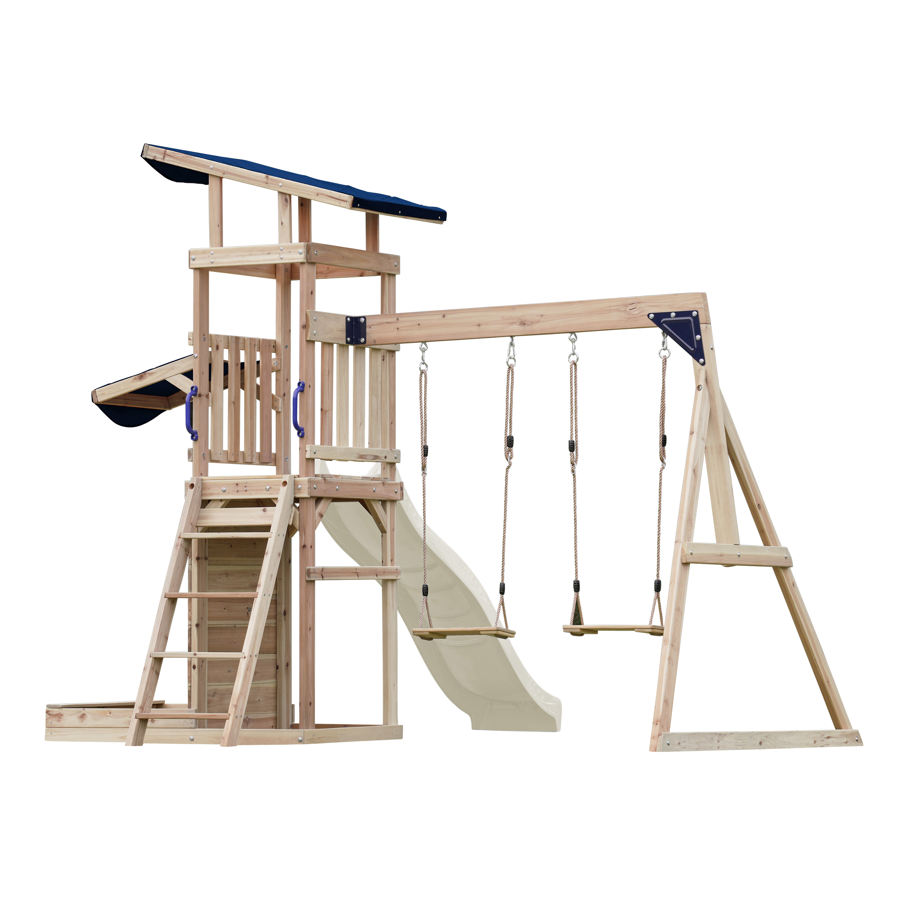 AXI Malik Climbing Frame with Double Swing Set - Cream Slide
