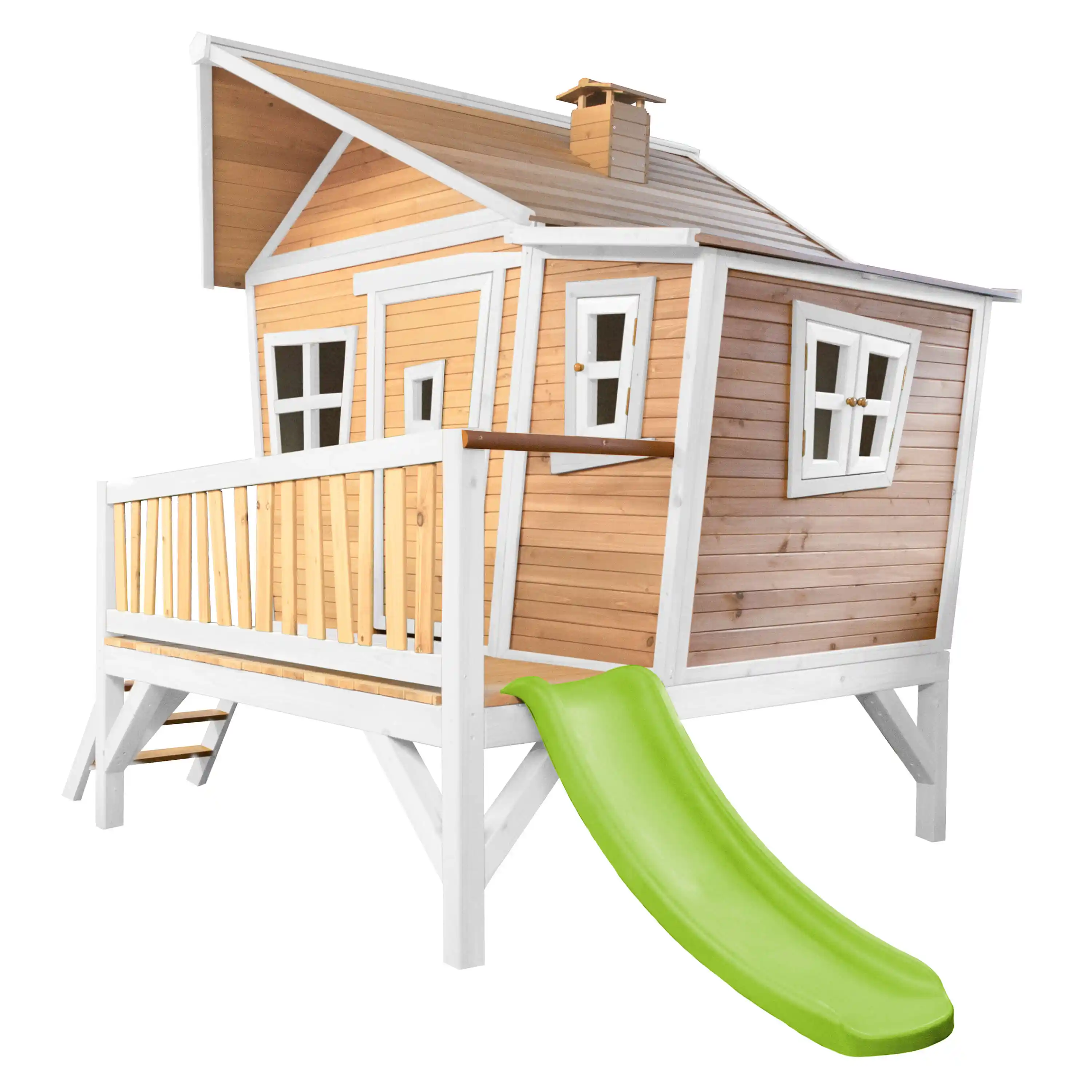 AXI Emma Playhouse Brown/White - Lime Green Slide